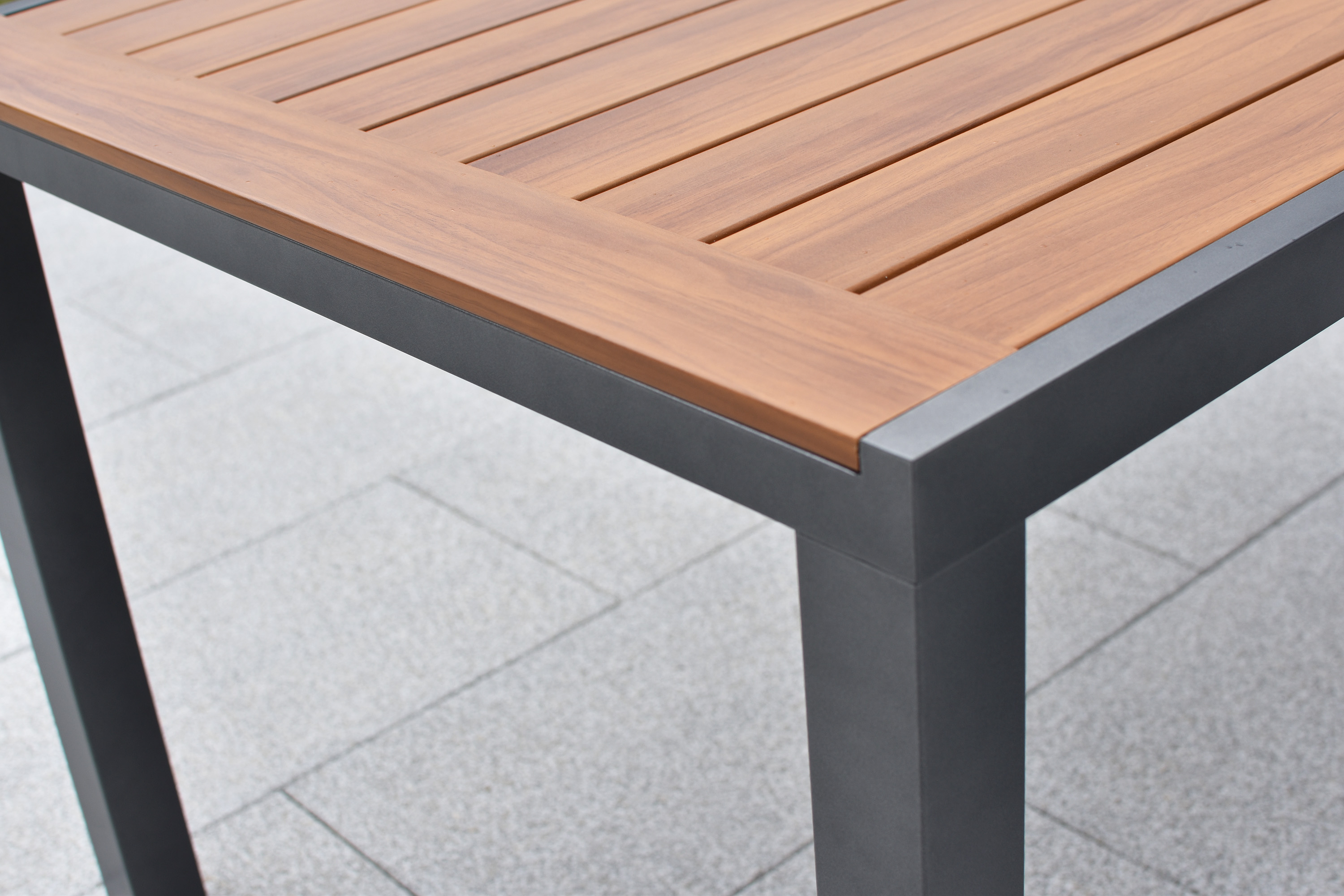 Thasos Set 7tlg., 6 Klappsessel, Tisch 150 x 90 cm, folierte Tischplatte in Holzoptik