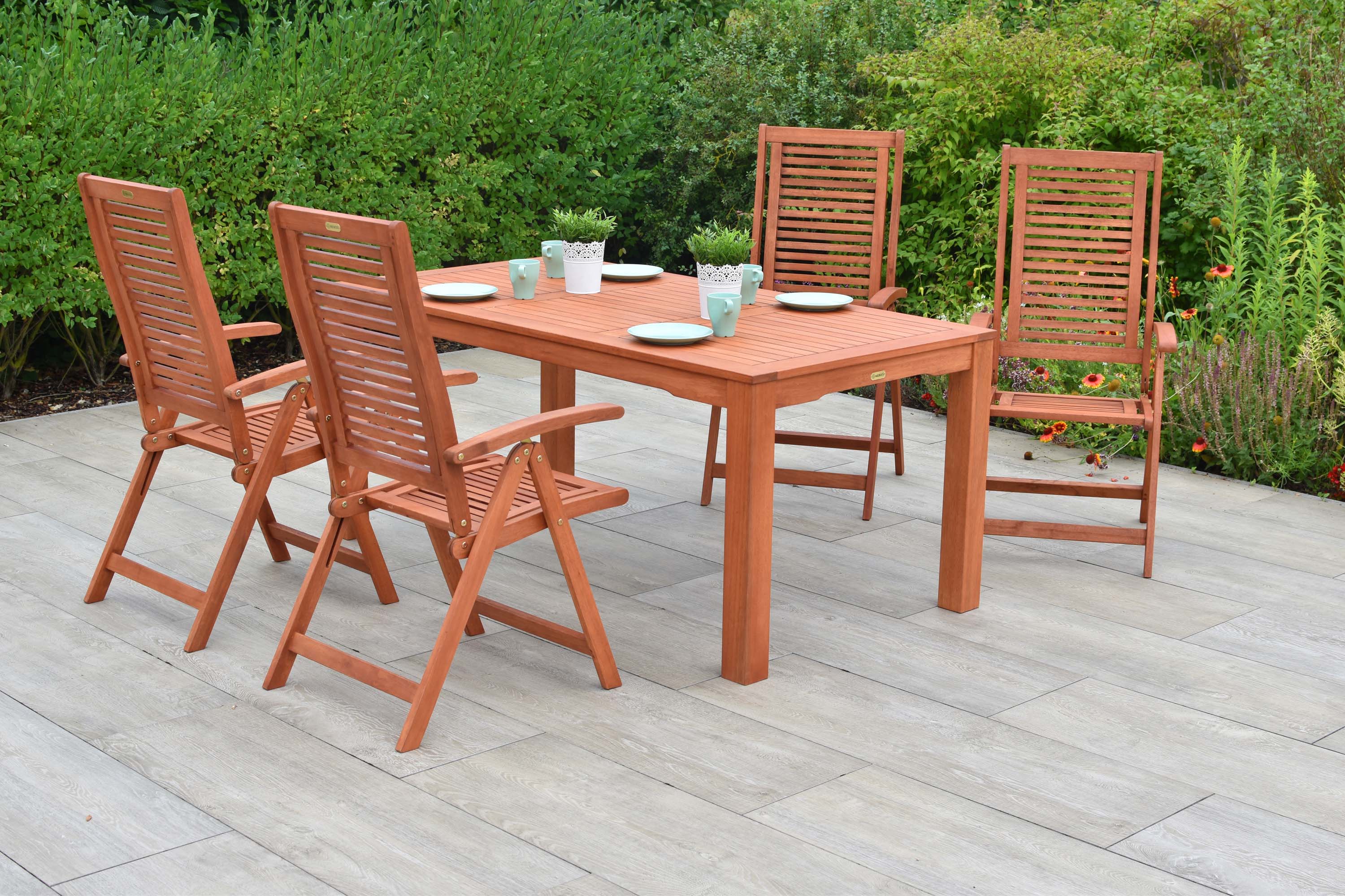 Cordoba Set 5tlg., 4 Klappsessel, Tisch 170 x 90 cm