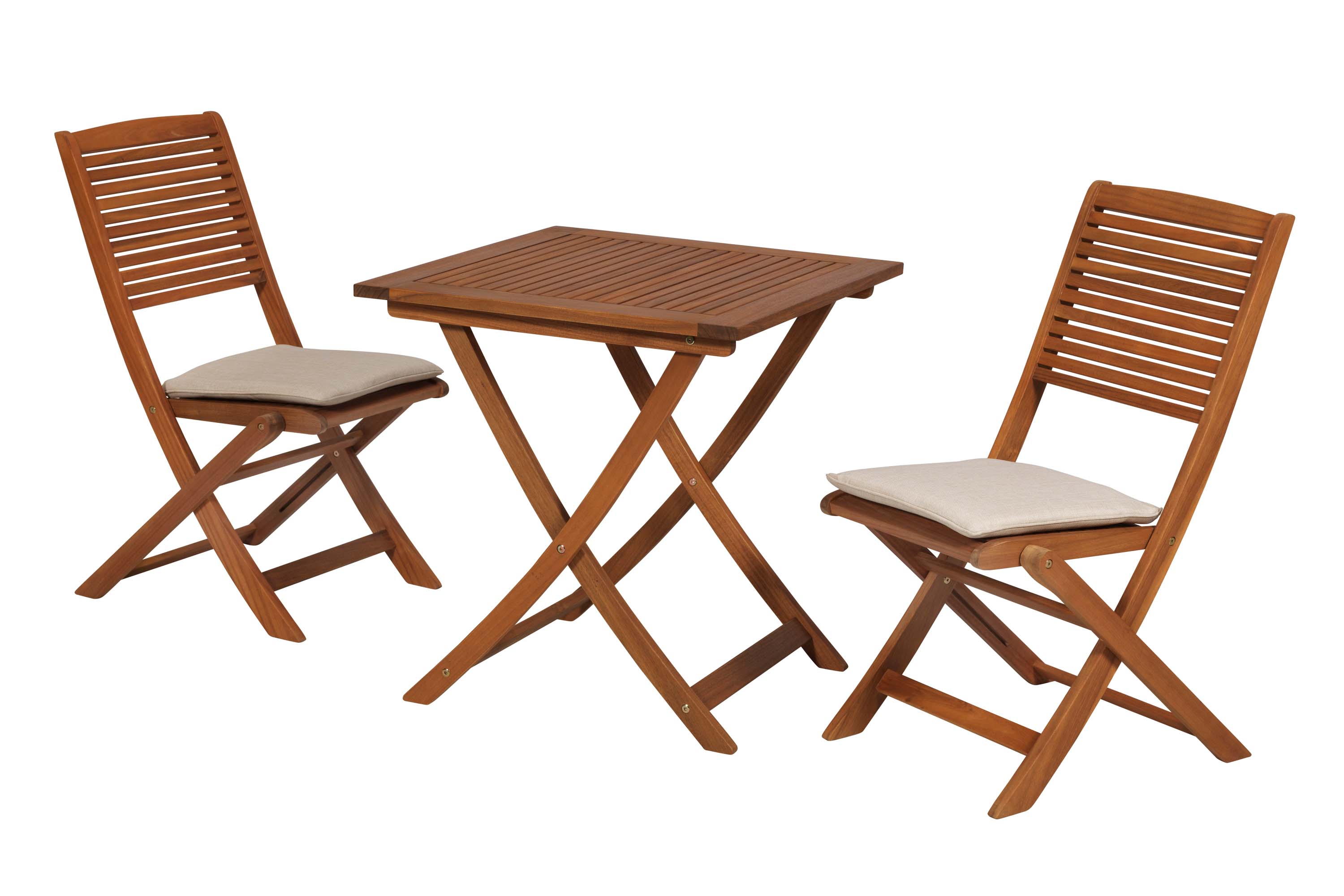 Bali Set 5tlg., 2 Klappstühle, Klapptisch 70 x 70 cm, inkl. Kissen