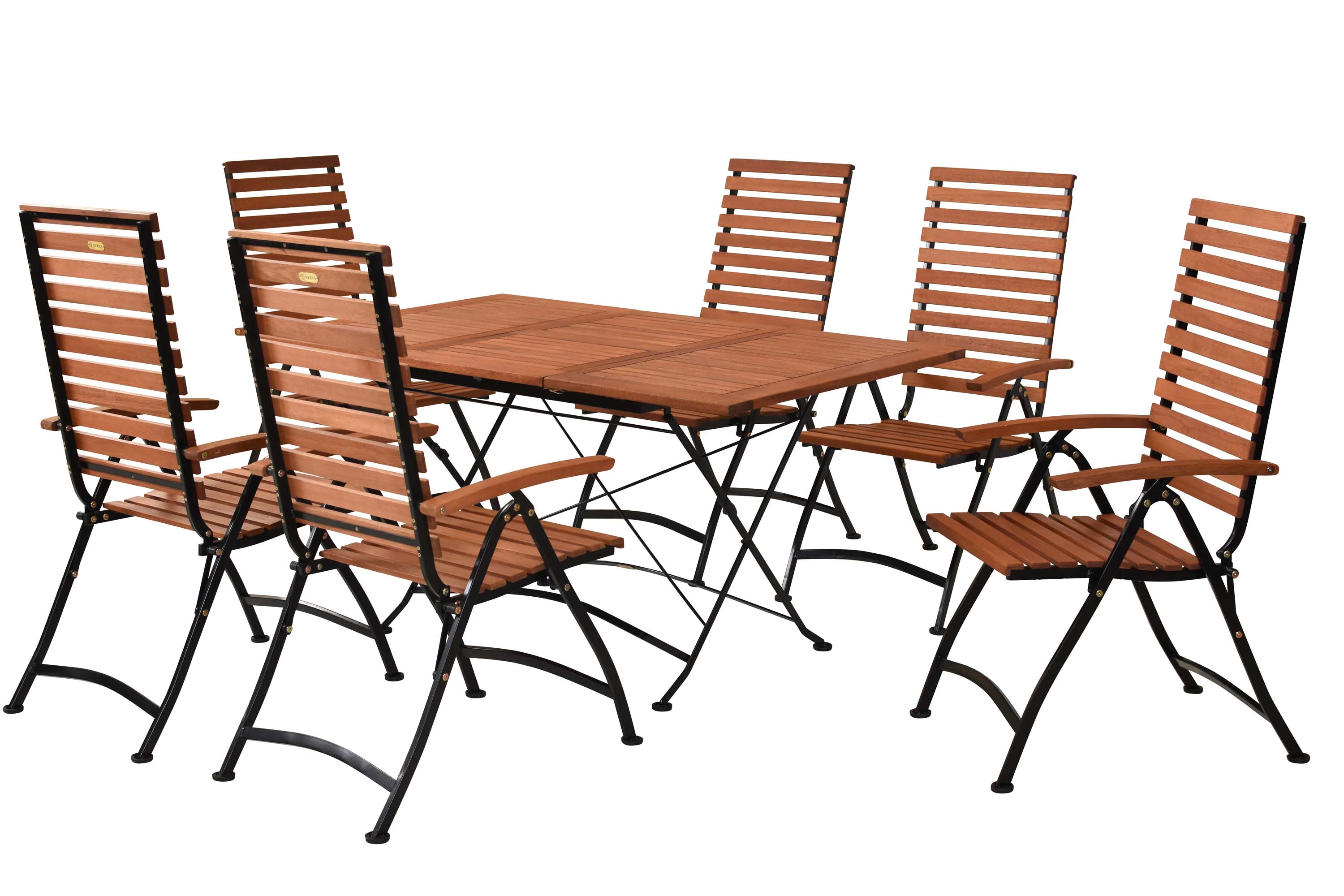 Schlossgarten Set 7tlg., 6 Klappsessel, Klappausziehtisch 100 (150) x 90 cm Schlossgarten Set 7tlg., 6 Klappsessel, Klappausziehtisch 100 (150) x 90 cm