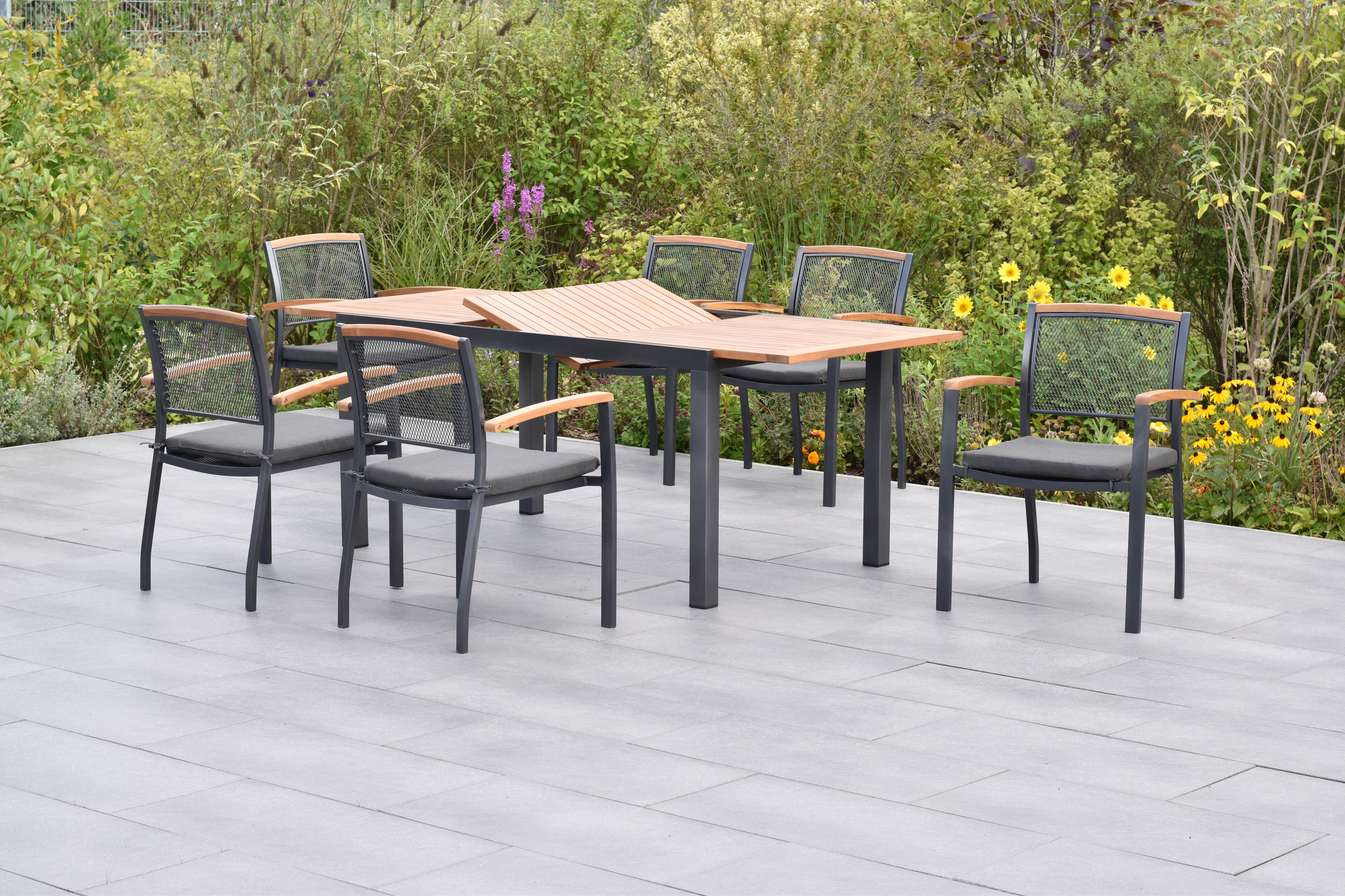 50793-800-3 Tilos Set, 13tlg., Ausziehtisch 150/200 x 90 cm, inkl. Kissen