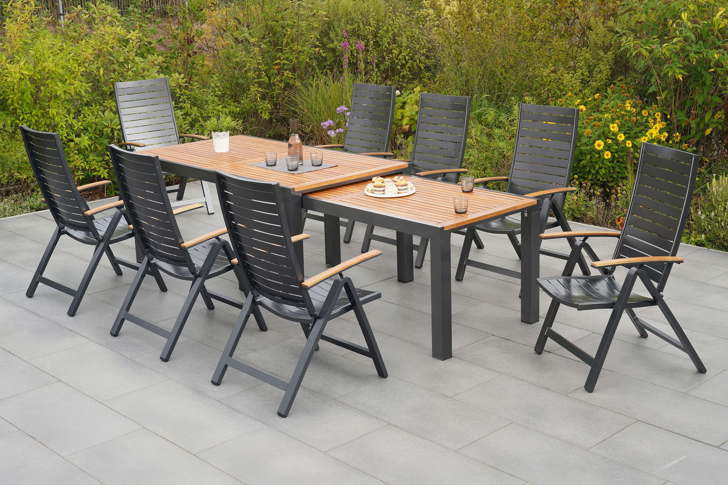 Astros Set 9tlg. Flex-Ausziehtisch 180/300 x 100 cm
