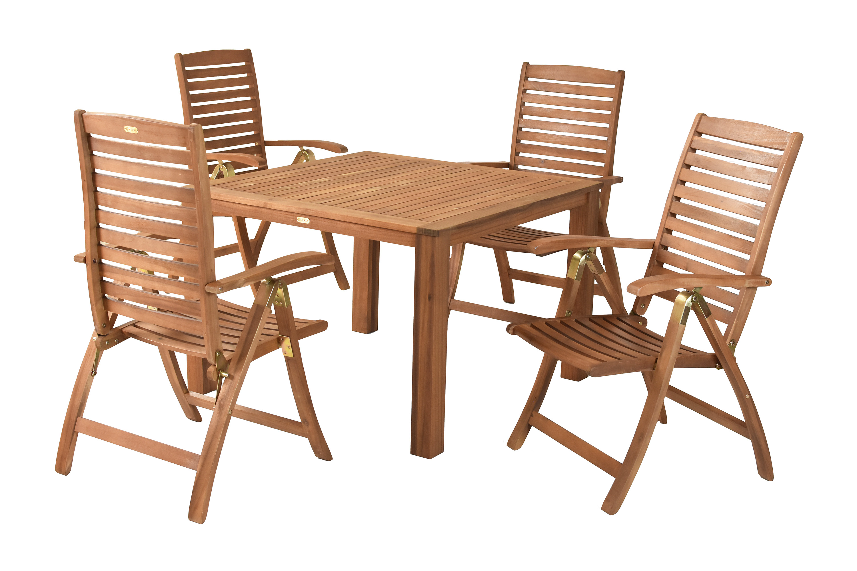 Paraiba Set 5tlg., 4 Klappsessel, Tisch 110 x 110 cm