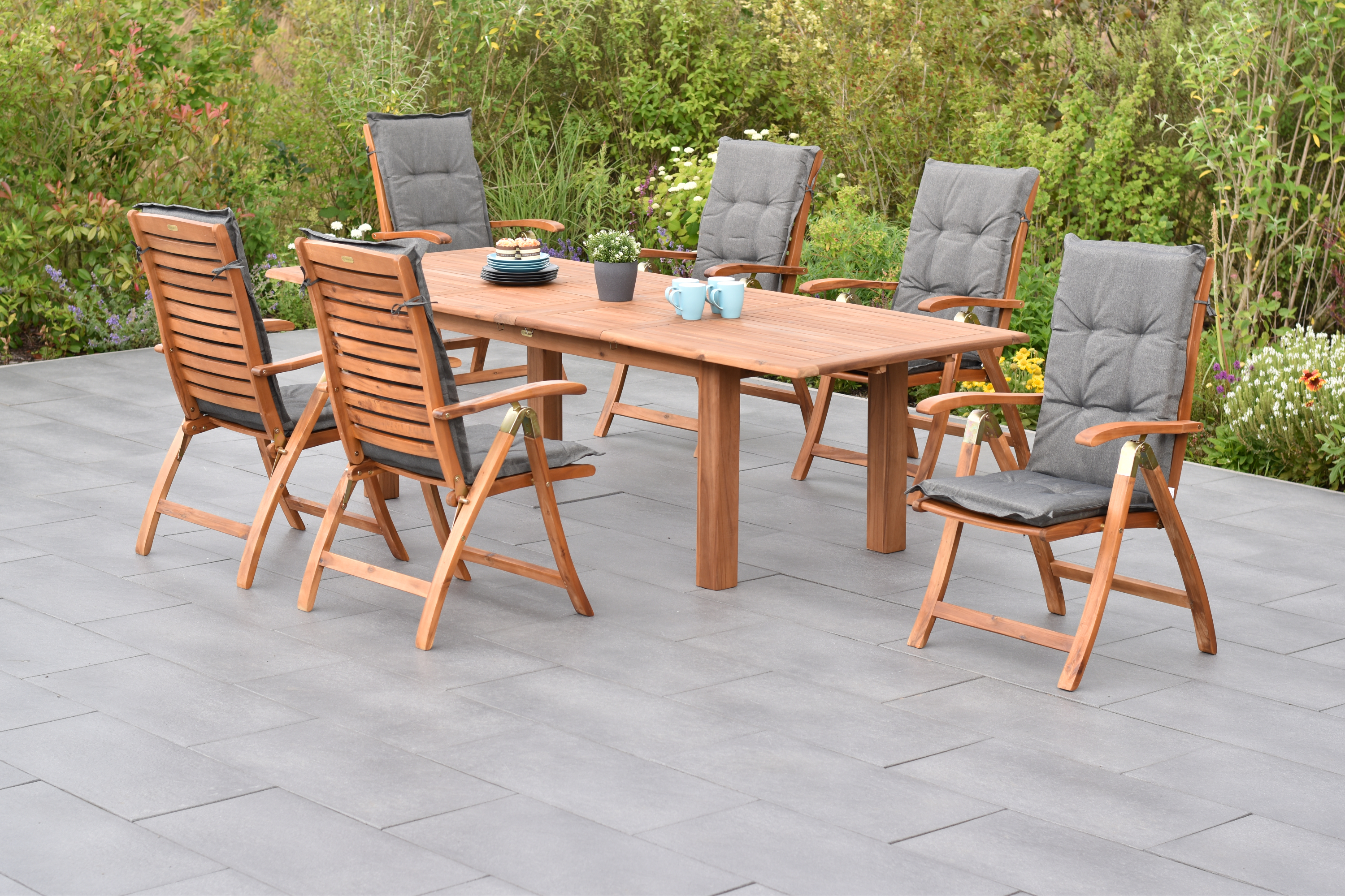 50763-620-2 Paraiba Set, 13tlg., Doppel-Ausziehtisch 180/220/260 x 100 cm, inkl. Kissen
