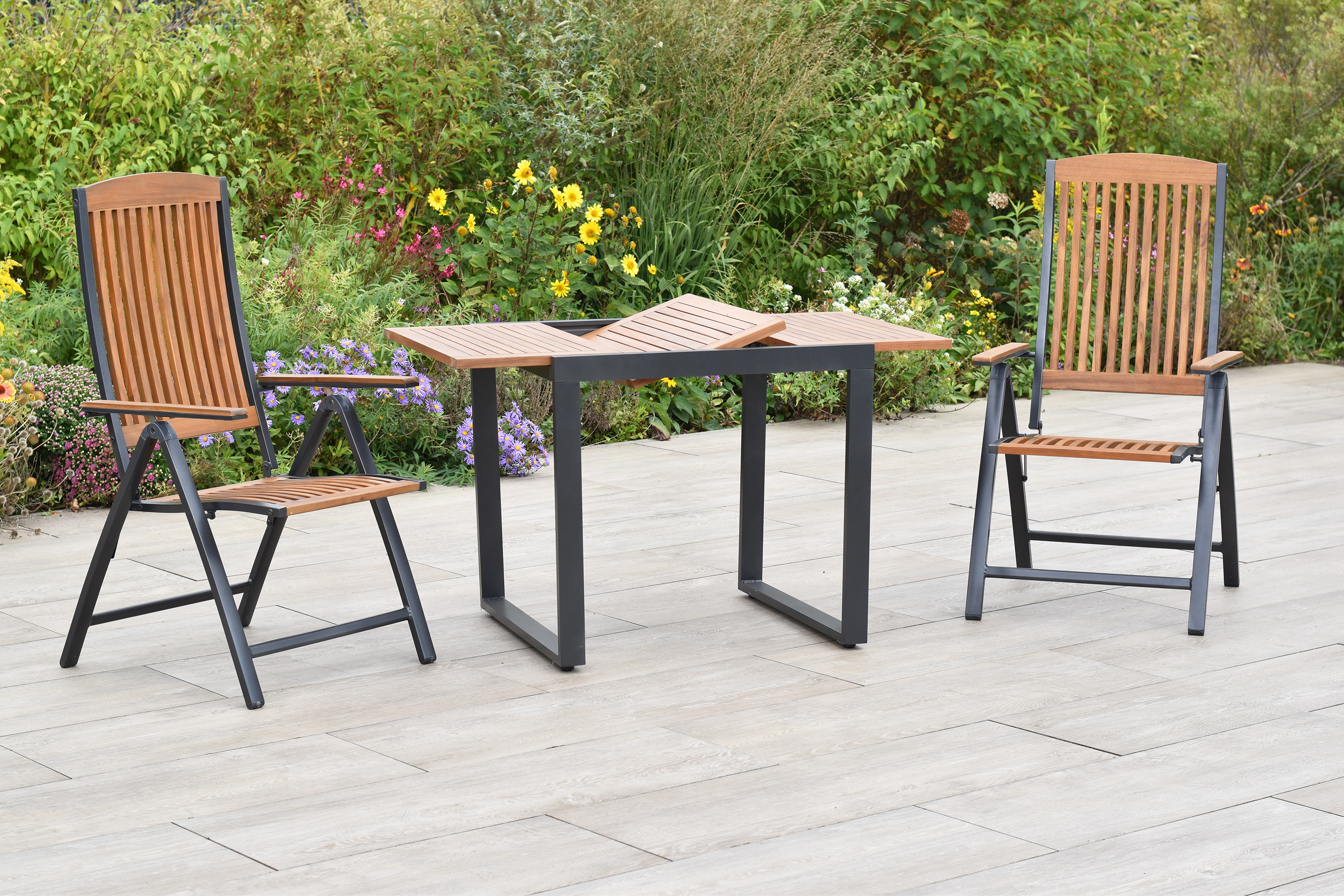 Athos Set, 3tlg., Balkonausziehtisch, 70 x 80/120 x 74 Athos Set, 3tlg., Balkonausziehtisch, 70 x 80/120 x 74