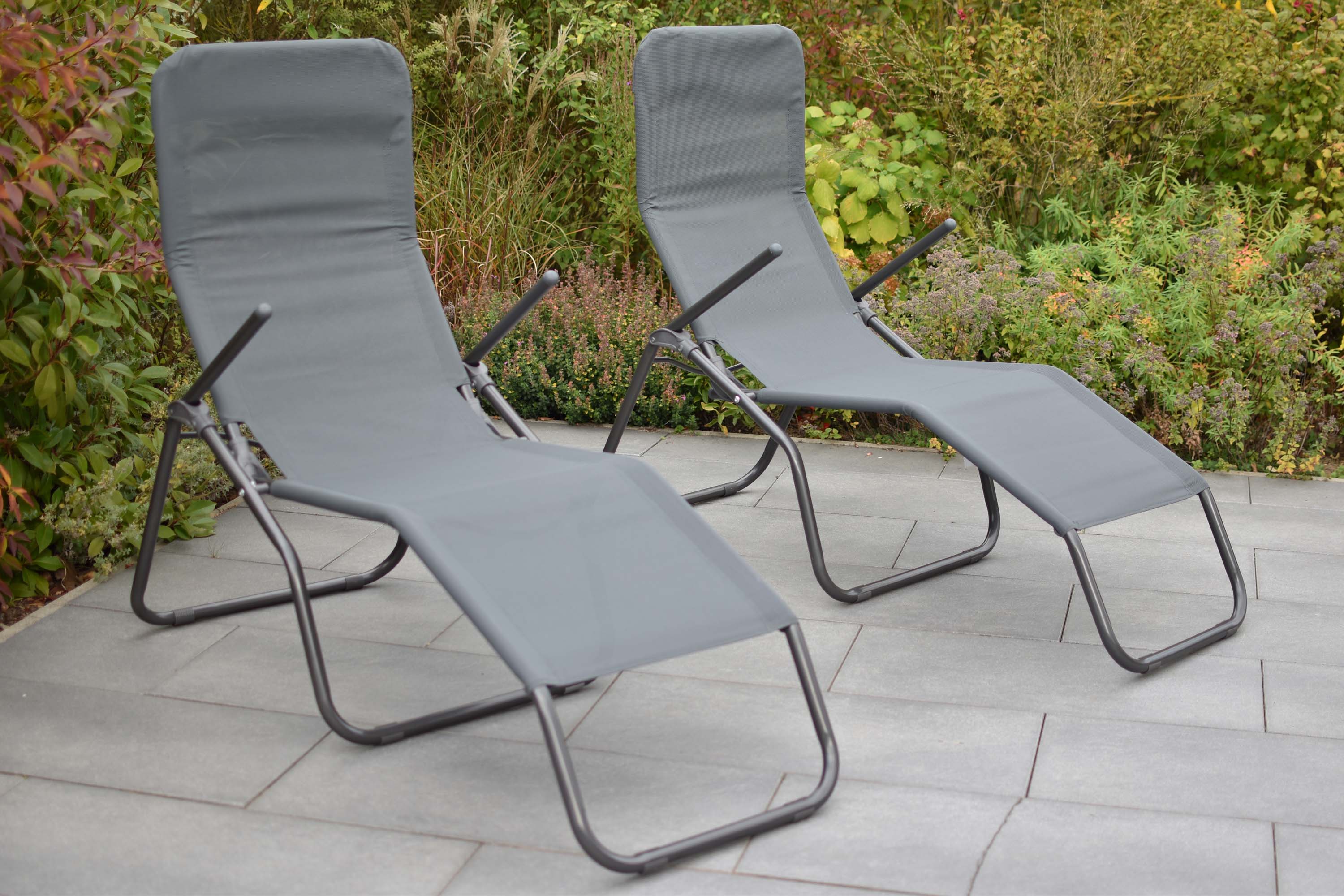 Wellnessliege XXL, 2er Set, grau