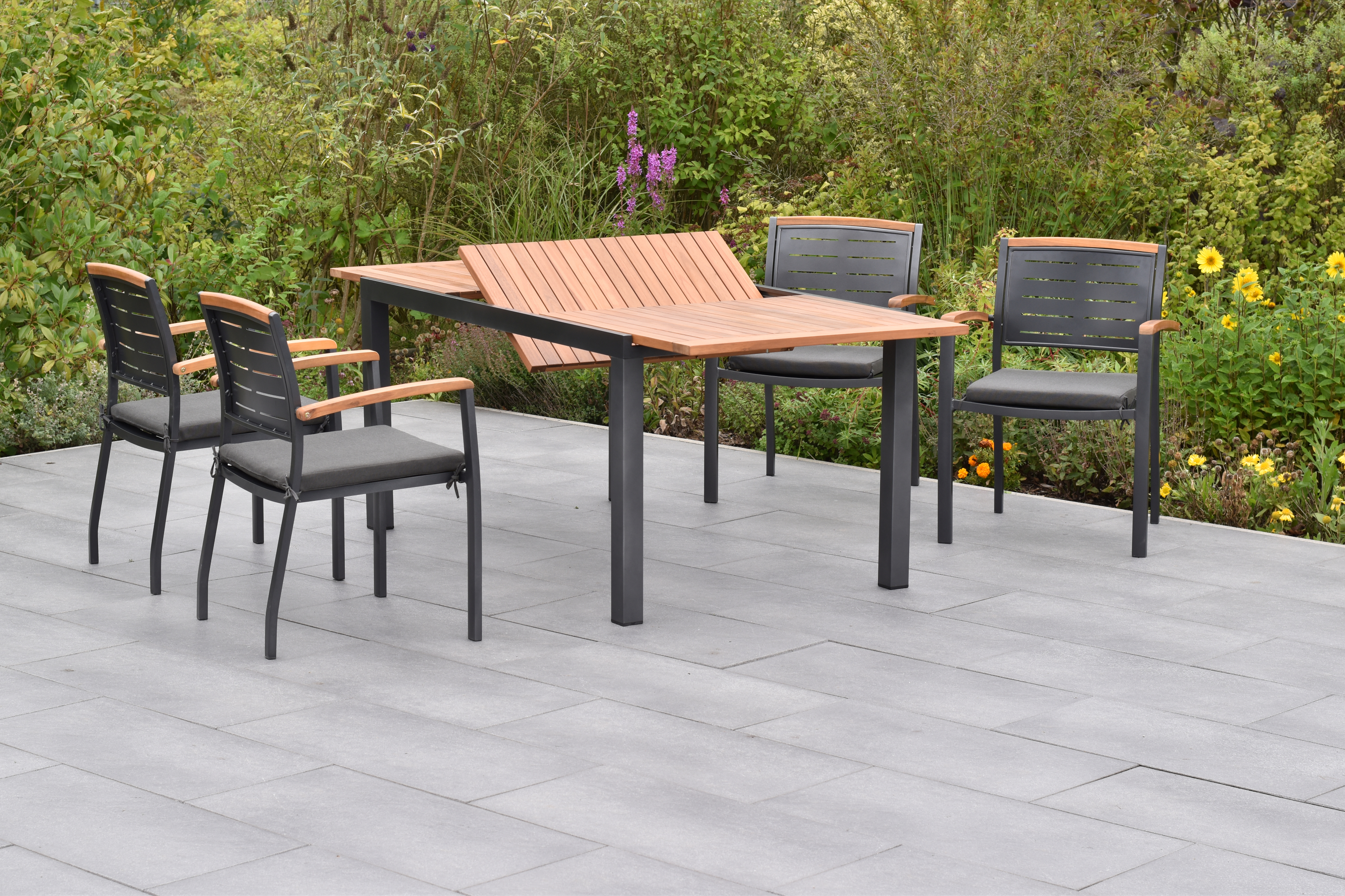 50813-800-2 Tinos Set, 9tlg., Ausziehtisch 150/200 x 90 cm, inkl. Kissen