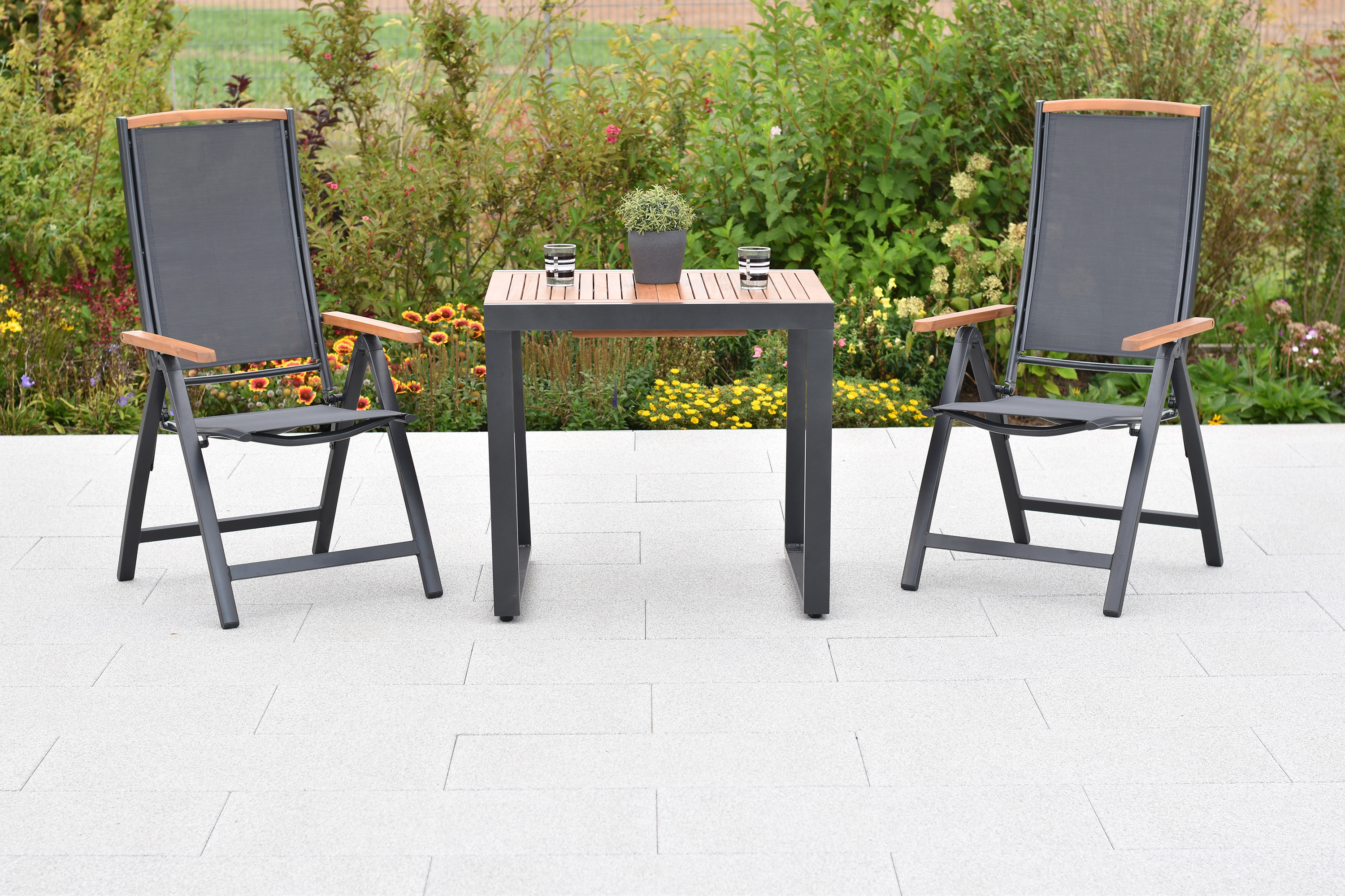 Siena Set, 3tlg., Balkonausziehtisch 80/120 x 70 cm Siena Set, 3tlg., Balkonausziehtisch 80/120 x 70 cm