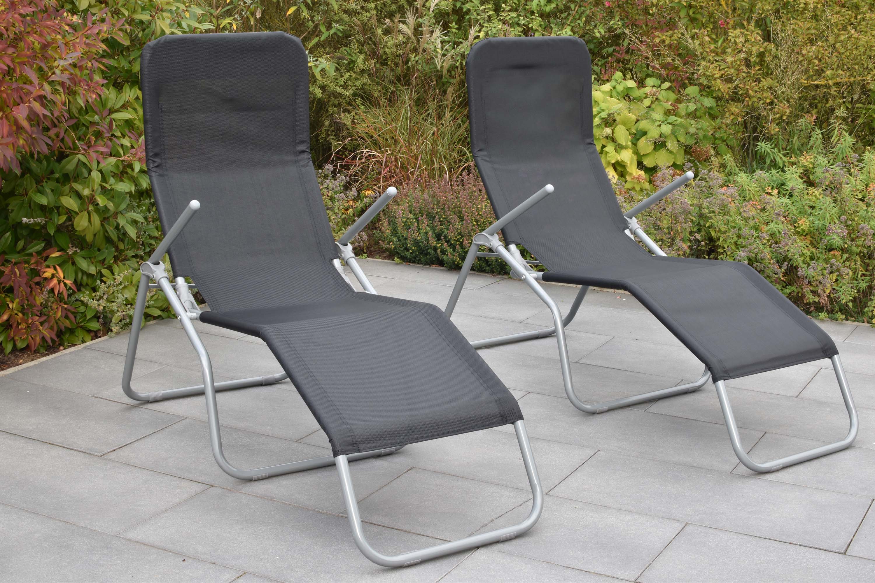 Wellnessliege XXL, 2er Set, schwarz