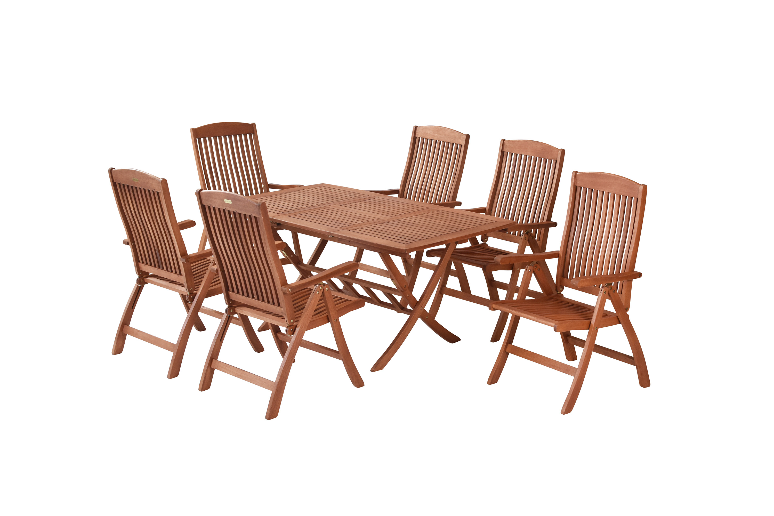 Maracaibo Set 7tlg., 6 Klappsessel, Klappausziehtisch 110 (160) x 90 cm Maracaibo Set 7tlg., 6 Klappsessel, Klappausziehtisch 110 (160) x 90 cm