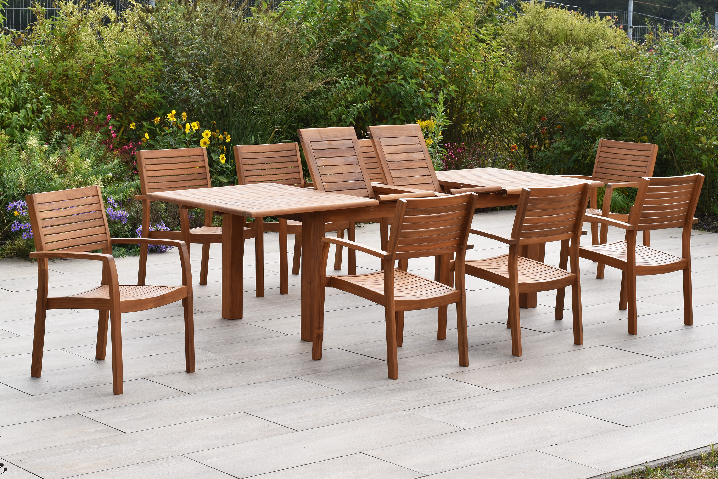 Batavia Set, 9tlg., Doppelausziehtisch 180/220/260 x 100 cm Batavia Set, 9tlg., Doppelausziehtisch 180/220/260 x 100 cm