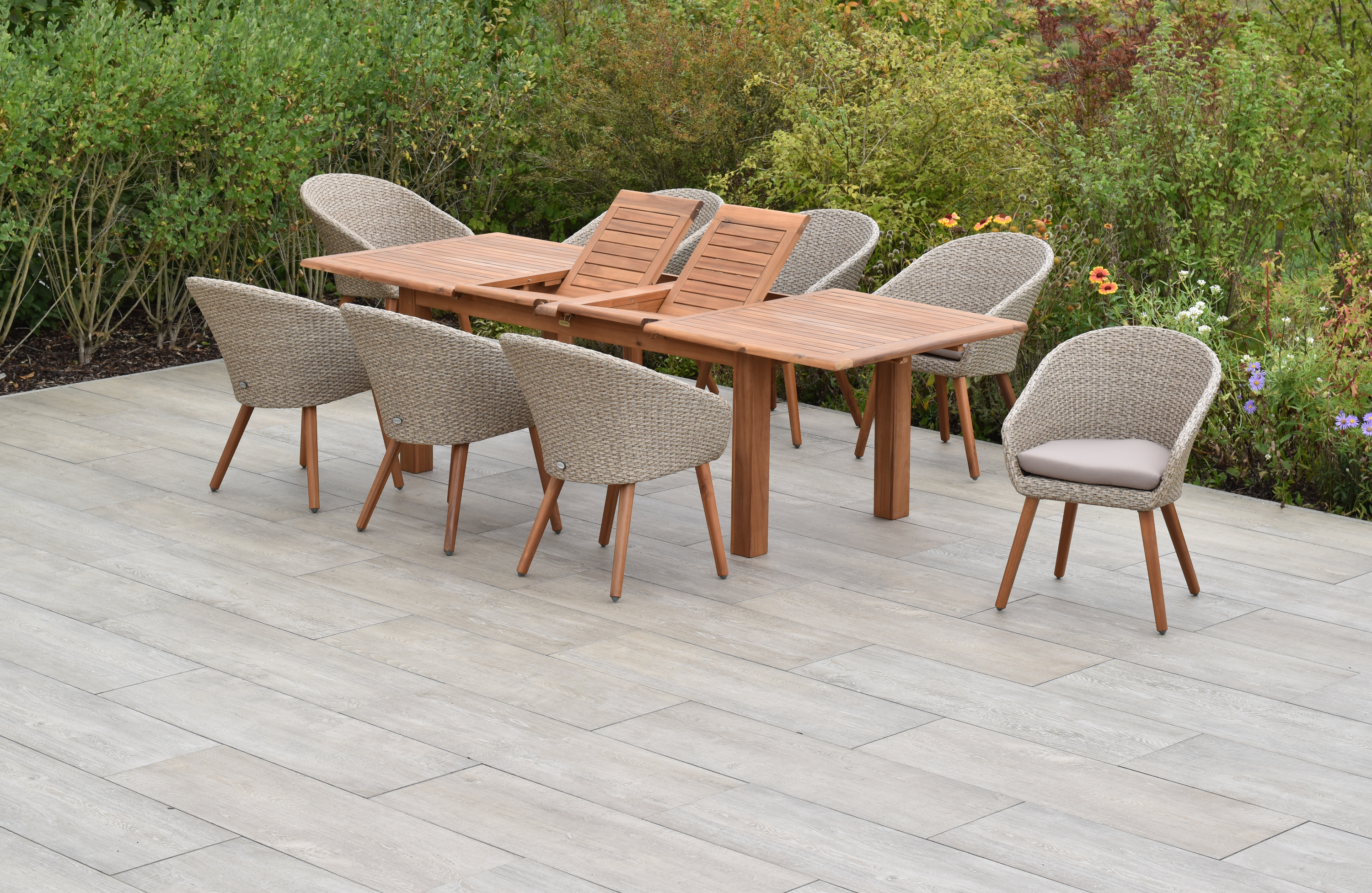 50898-259-2 Aronne Set, 9tlg., inkl. Kissen, Doppel-Ausziehtisch 180/220/260 x 100 cm