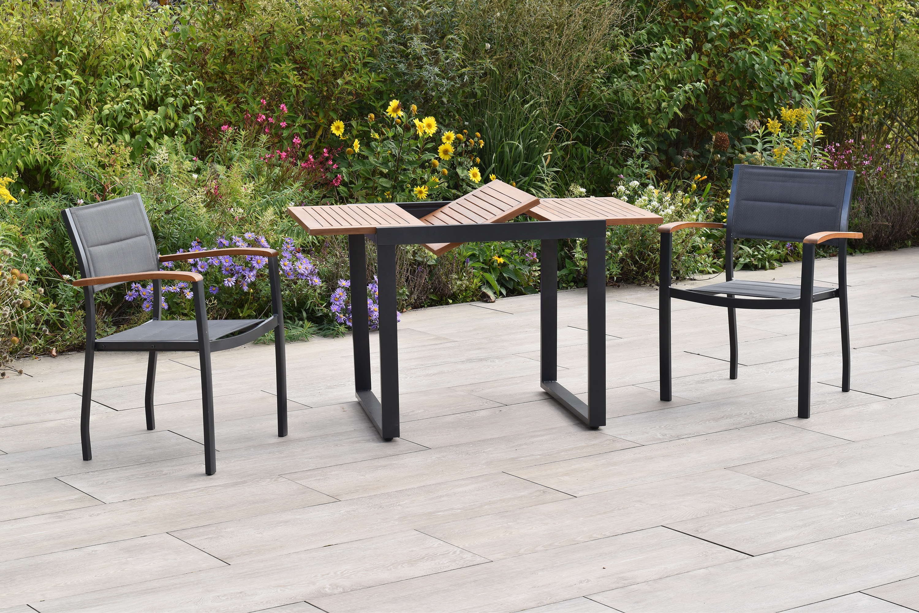 Paxos Set, 3tlg., Balkonausziehtisch, 80 (120) x 70 cm Paxos Set, 3tlg., Balkonausziehtisch, 80 (120) x 70 cm
