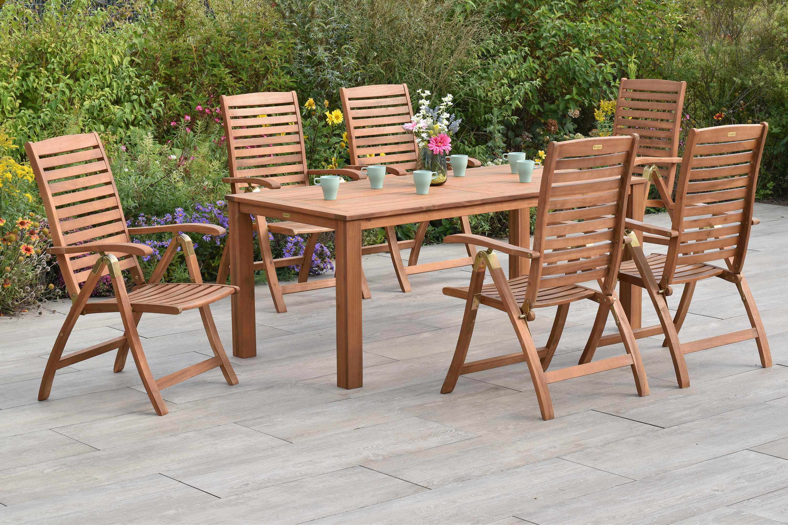 Paraiba Set 7tlg., 6 Klappsessel, Tisch 185 x 90 cm Paraiba Set 7tlg., 6 Klappsessel, Tisch 185 x 90 cm