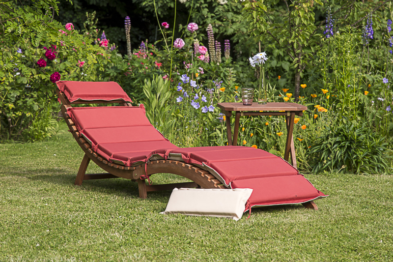 4033662994215-3 Ipanema Set, 2tlg., Hocker 50 x 50 cm, rot/beige, inkl. Kissen