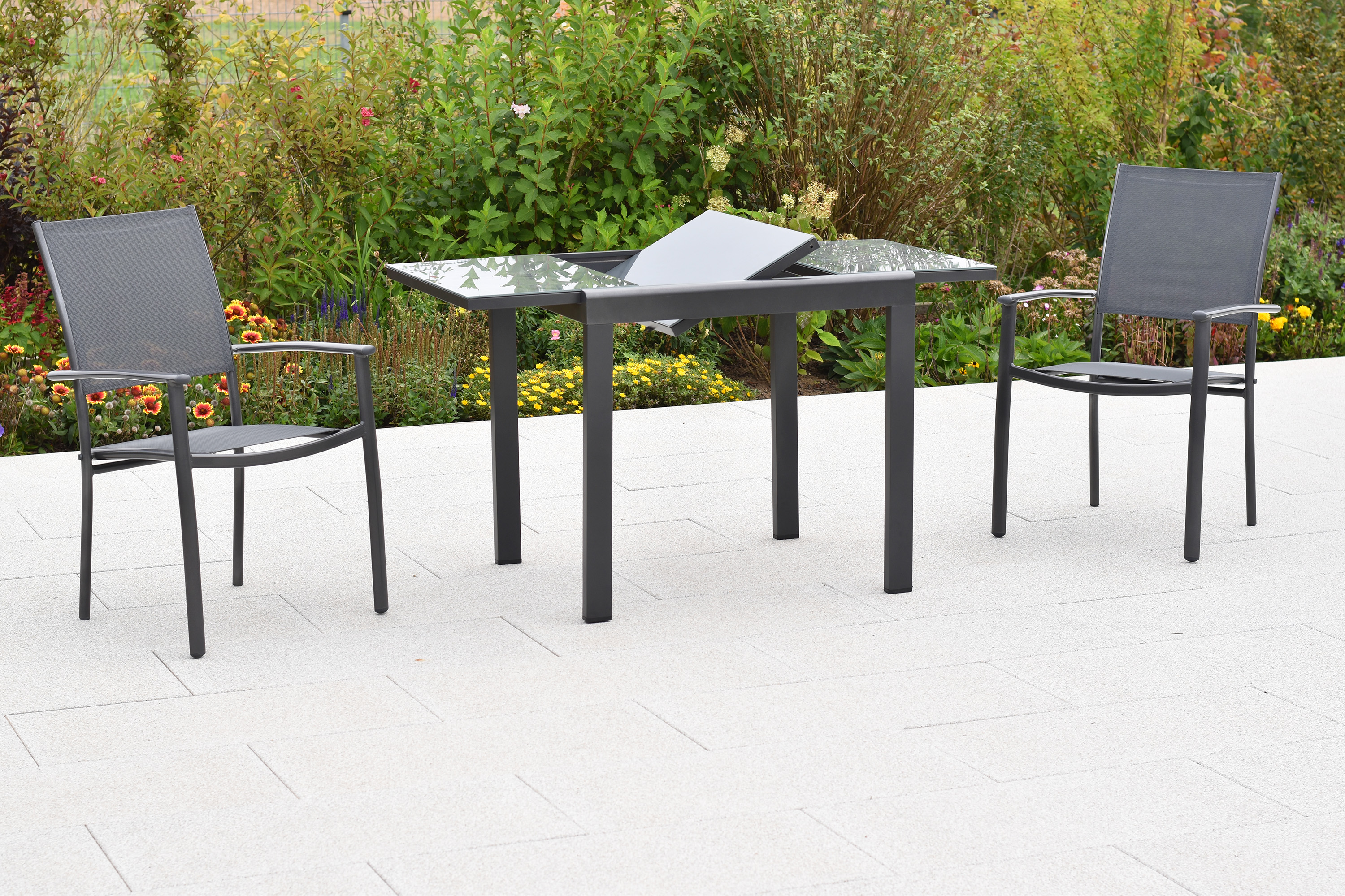 Milano Set, 3tlg., Balkonausziehtisch 80/120 x 70 cm Milano Set, 3tlg., Balkonausziehtisch 80/120 x 70 cm