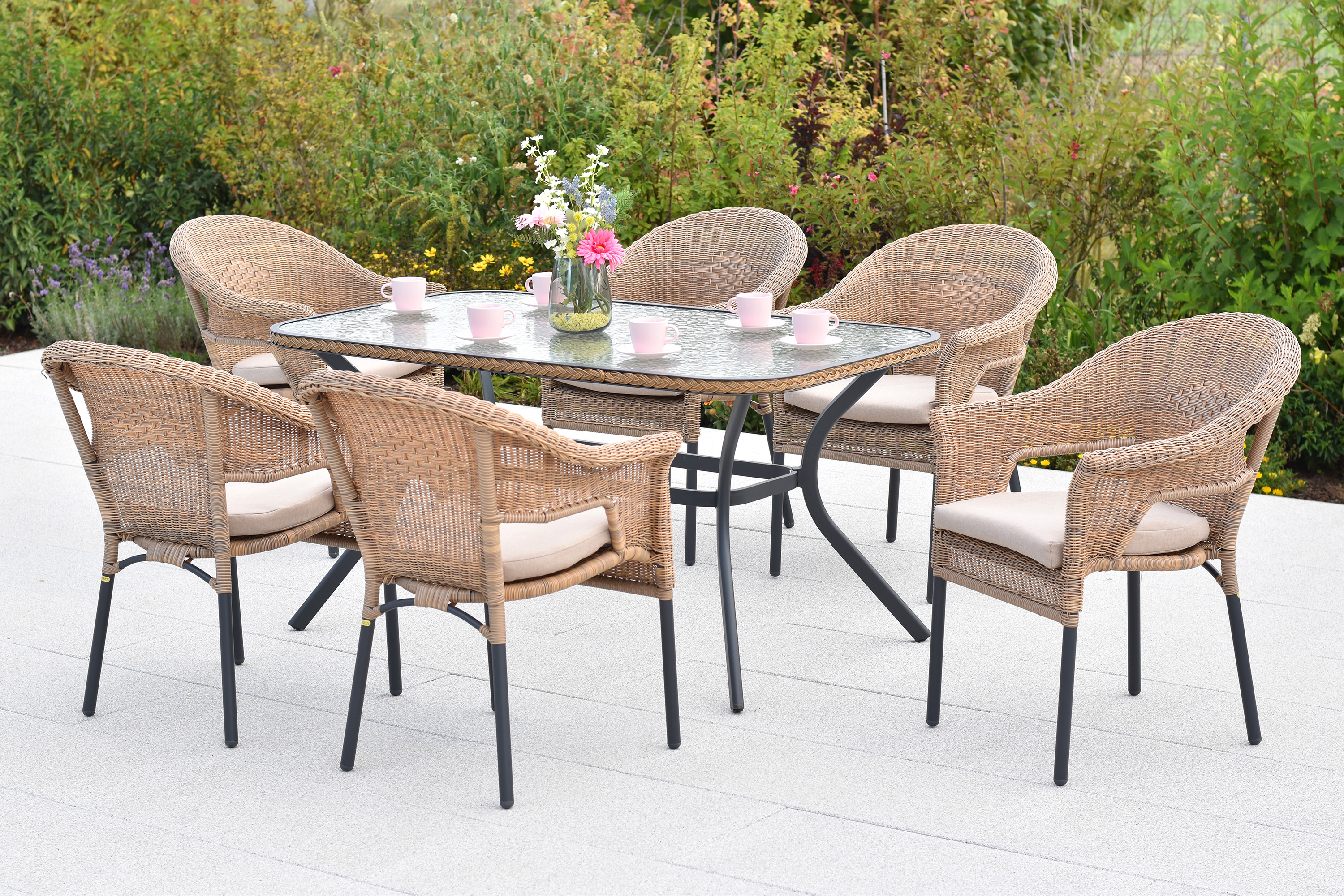 Ravenna Set, 13tlg., Tisch 150 x 85 cm, inkl. Kissen, beige Ravenna Set, 13tlg., Tisch 150 x 85 cm, inkl. Kissen, beige