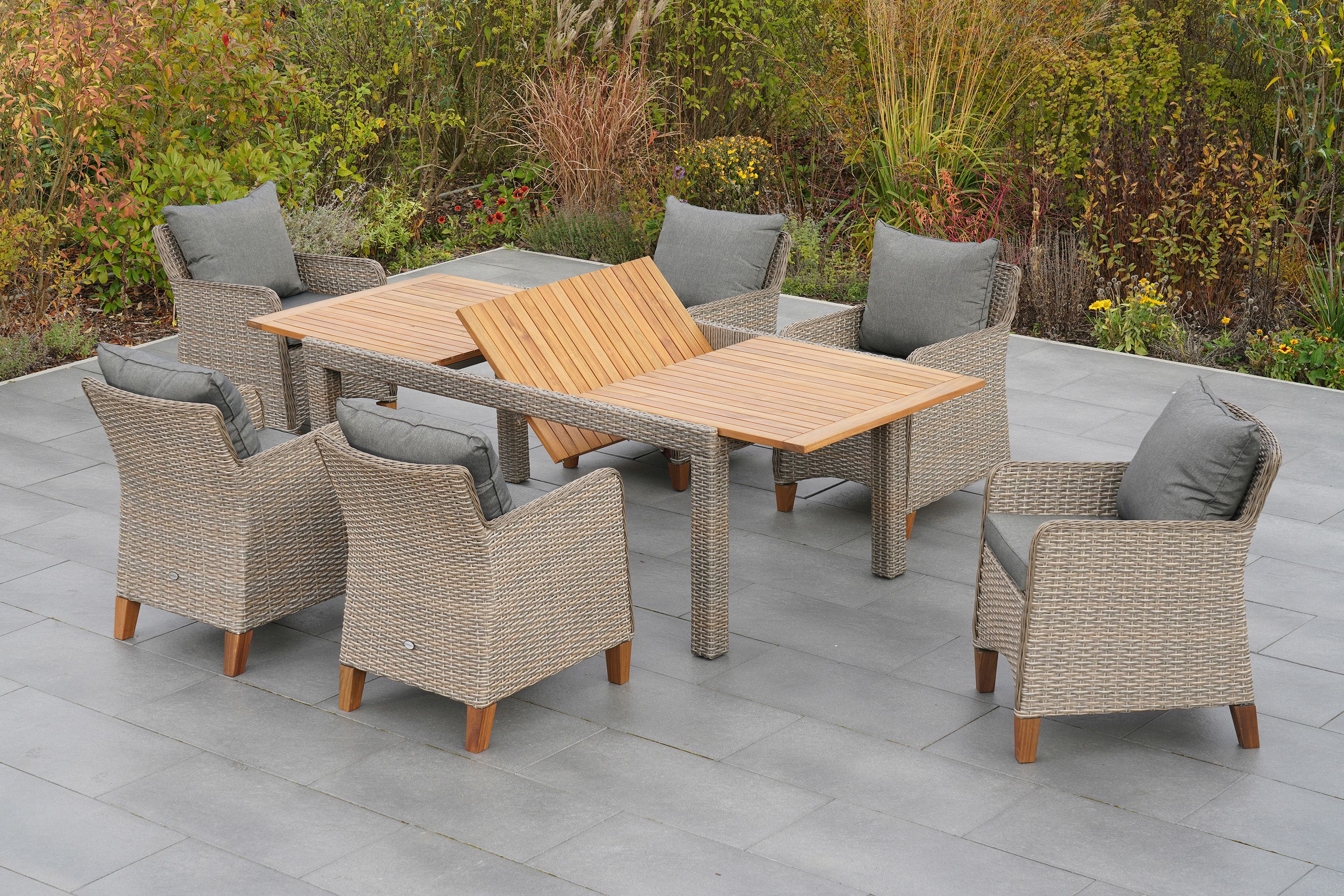 Avellino-Set-7tlg-6x-28385-255-28390-277-SS-HD-3 Avellino Set, 7tlg., Ausziehtisch 180/240 x 100 cm, inkl. Kissen