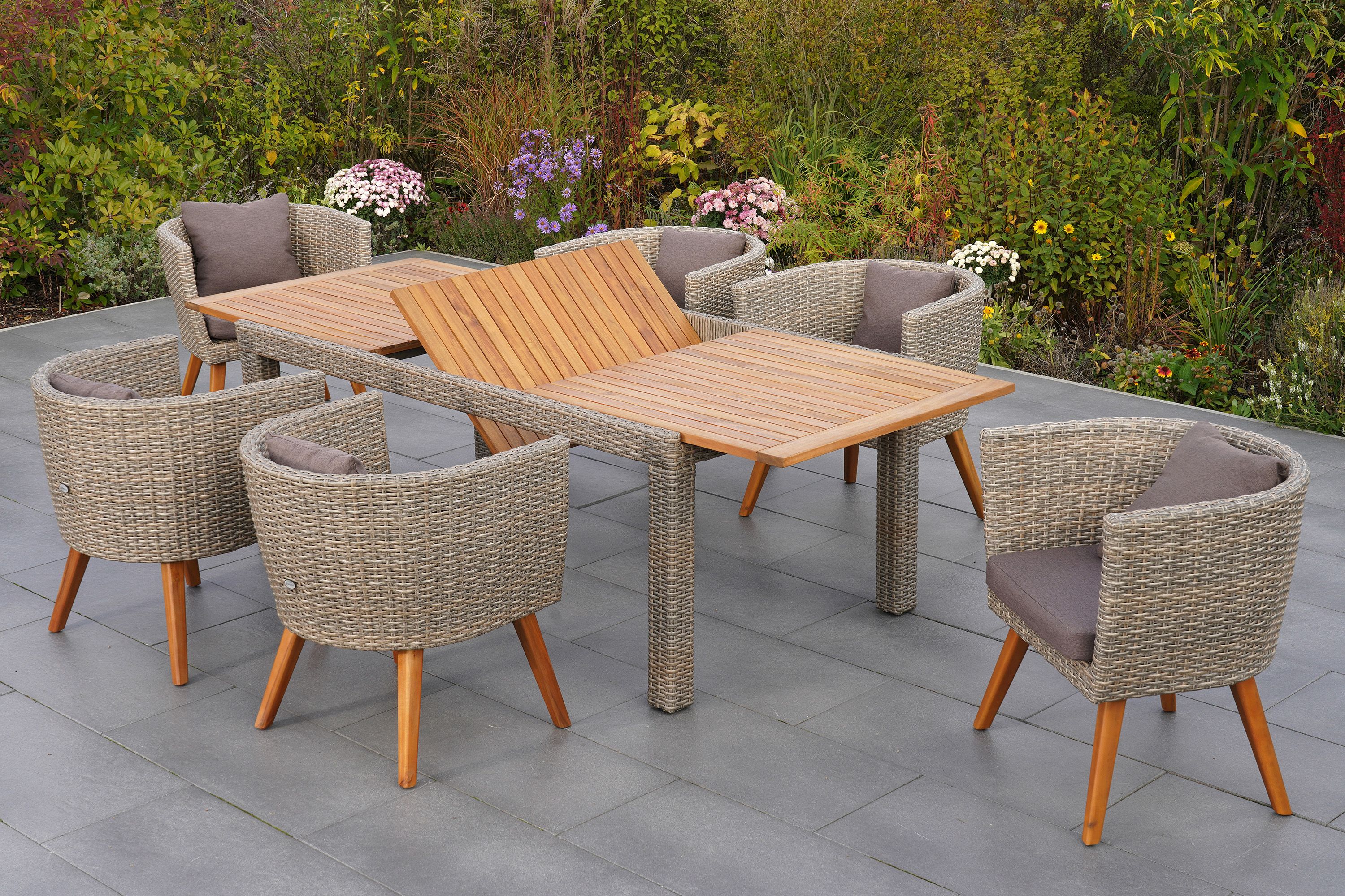 Imperia-Set-7tlg-6x-28600-255-28390-277-SS-HD-2 Imperia Set, 7tlg., Ausziehtisch 180/240 x 100 cm, inkl. Kissen