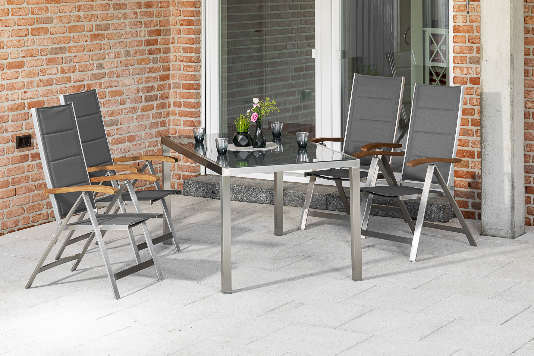 Ferrara Set 5tlg., 4 Klappsessel, Tisch 150 x 90 cm Ferrara Set 5tlg., 4 Klappsessel, Tisch 150 x 90 cm