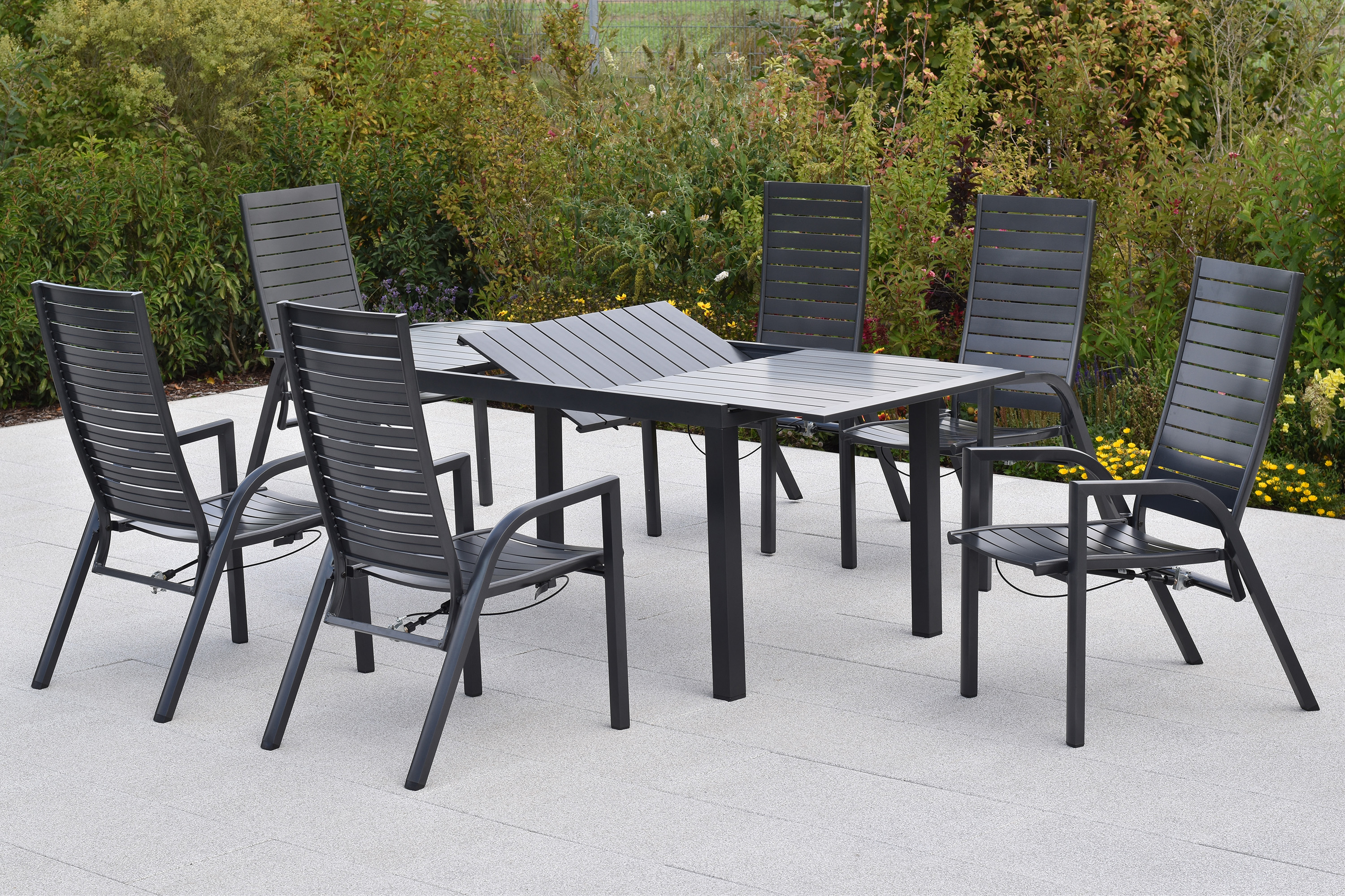 Siros Set, 7tlg., Ausziehtisch 150/200 x 90 cm