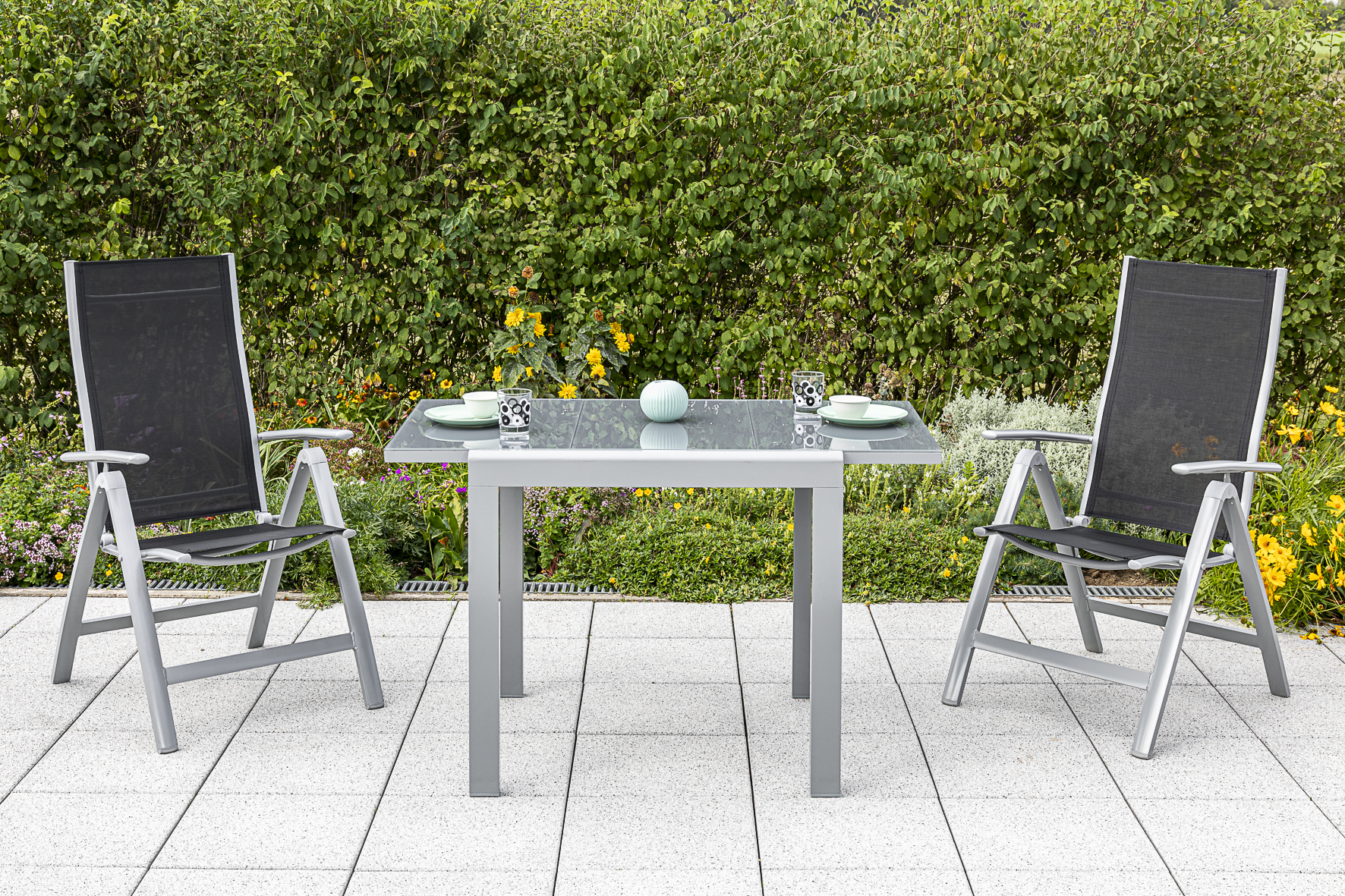 Carrara Set, 3tlg., Ausziehtisch 80/120 x 90 cm Carrara Set, 3tlg., Ausziehtisch 80/120 x 90 cm