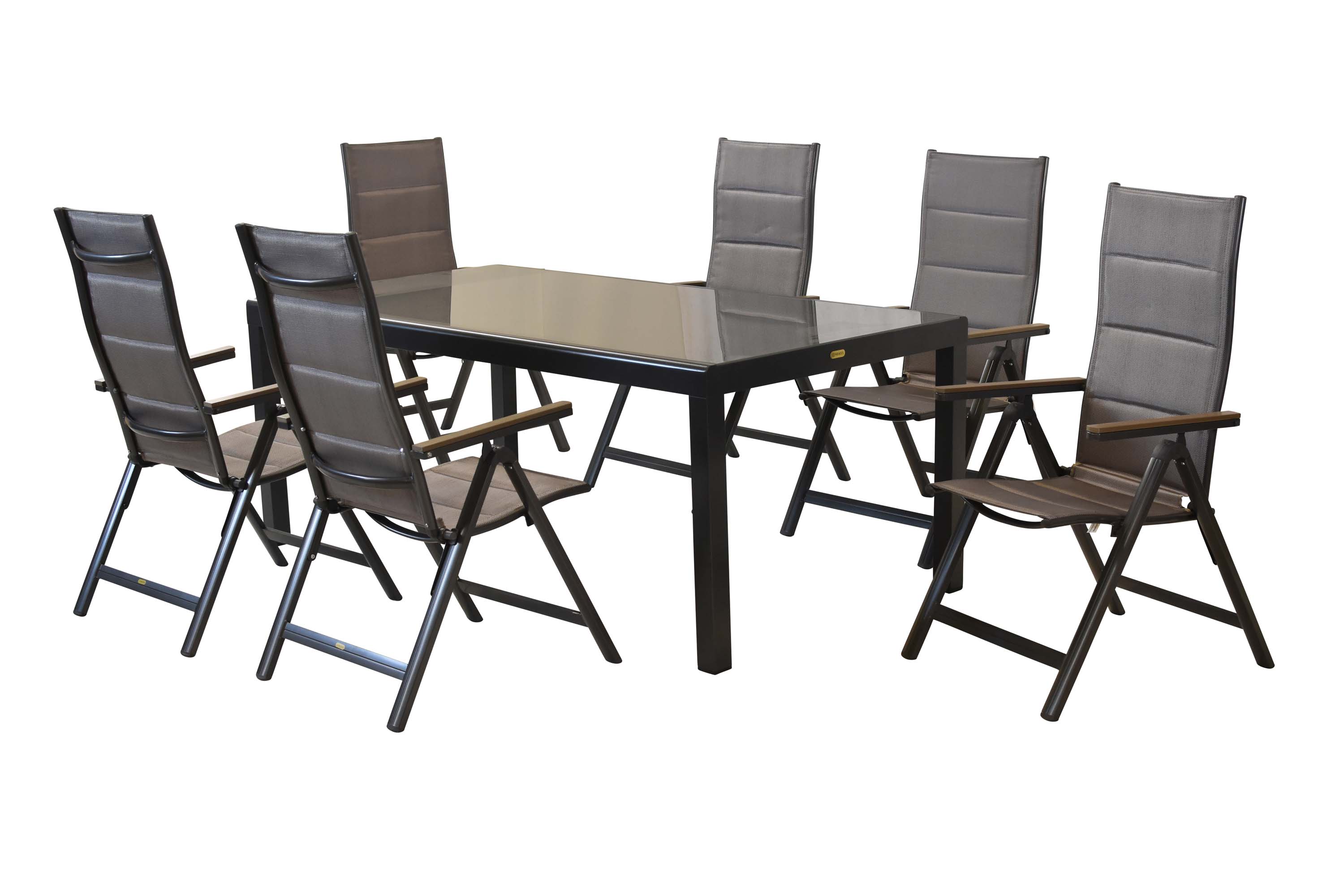 Trivero Set 7tlg., 6 Klappsessel, Tisch 190 x 100 cm