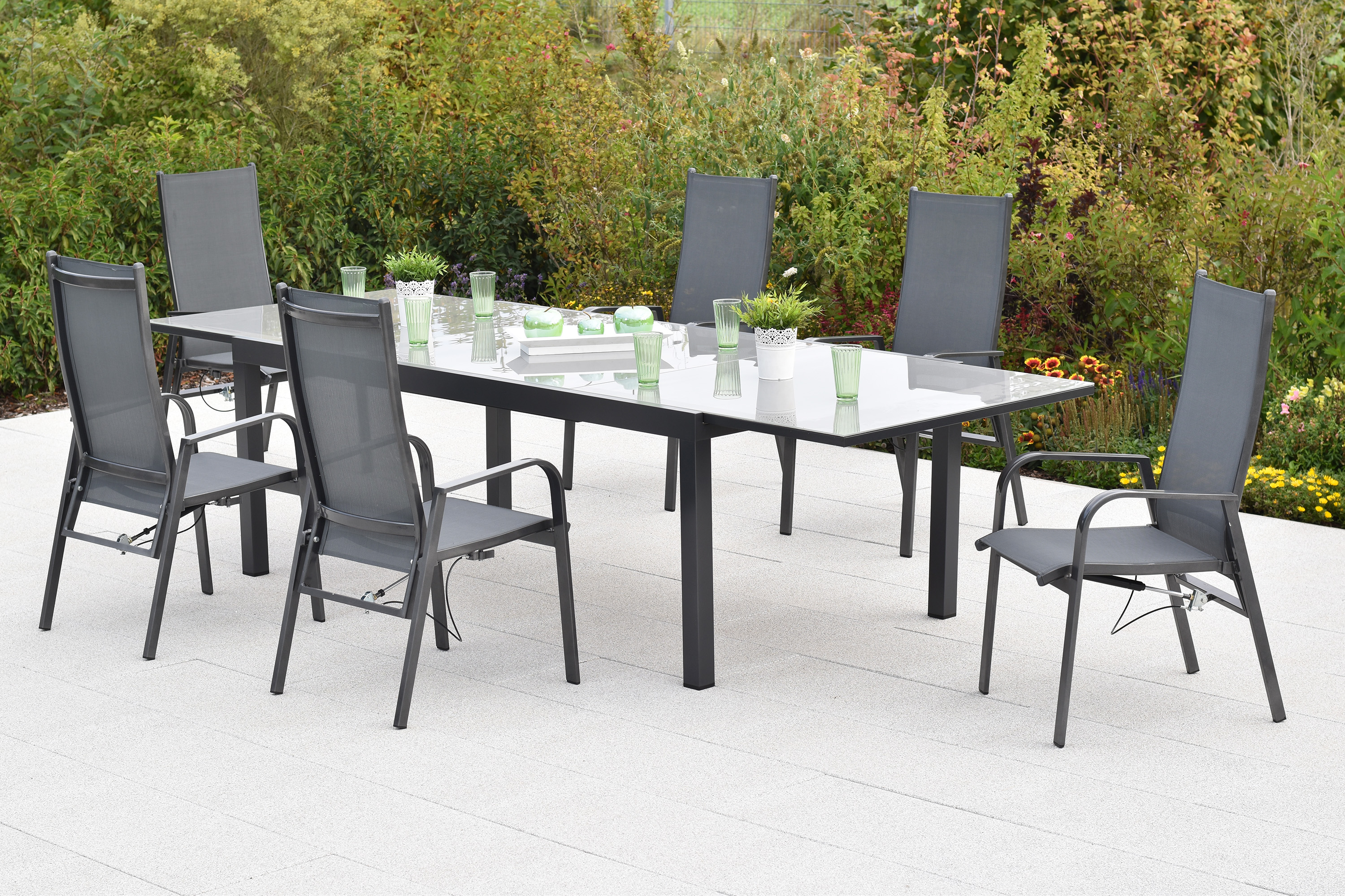 Alassio Set, 7tlg., Ausziehtisch, 180/250 x 100 cm