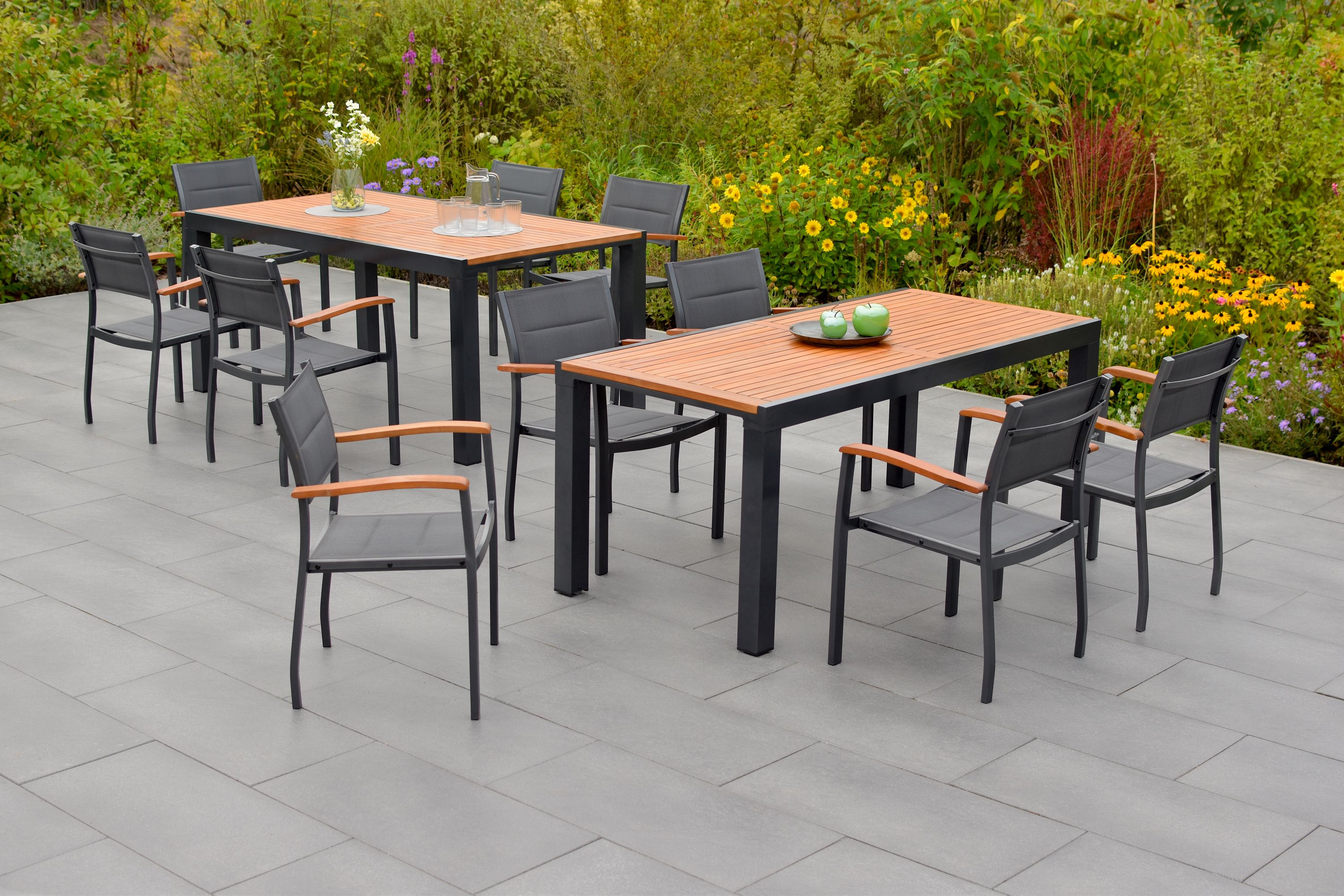 Paxos-Set-11tlg-10x-22010-307-22025-209-MX-HD-3 Paxos Set 11tlg., 10 Stapelsessel, Ausziehtisch 180 (300) x 100 cm, graphit