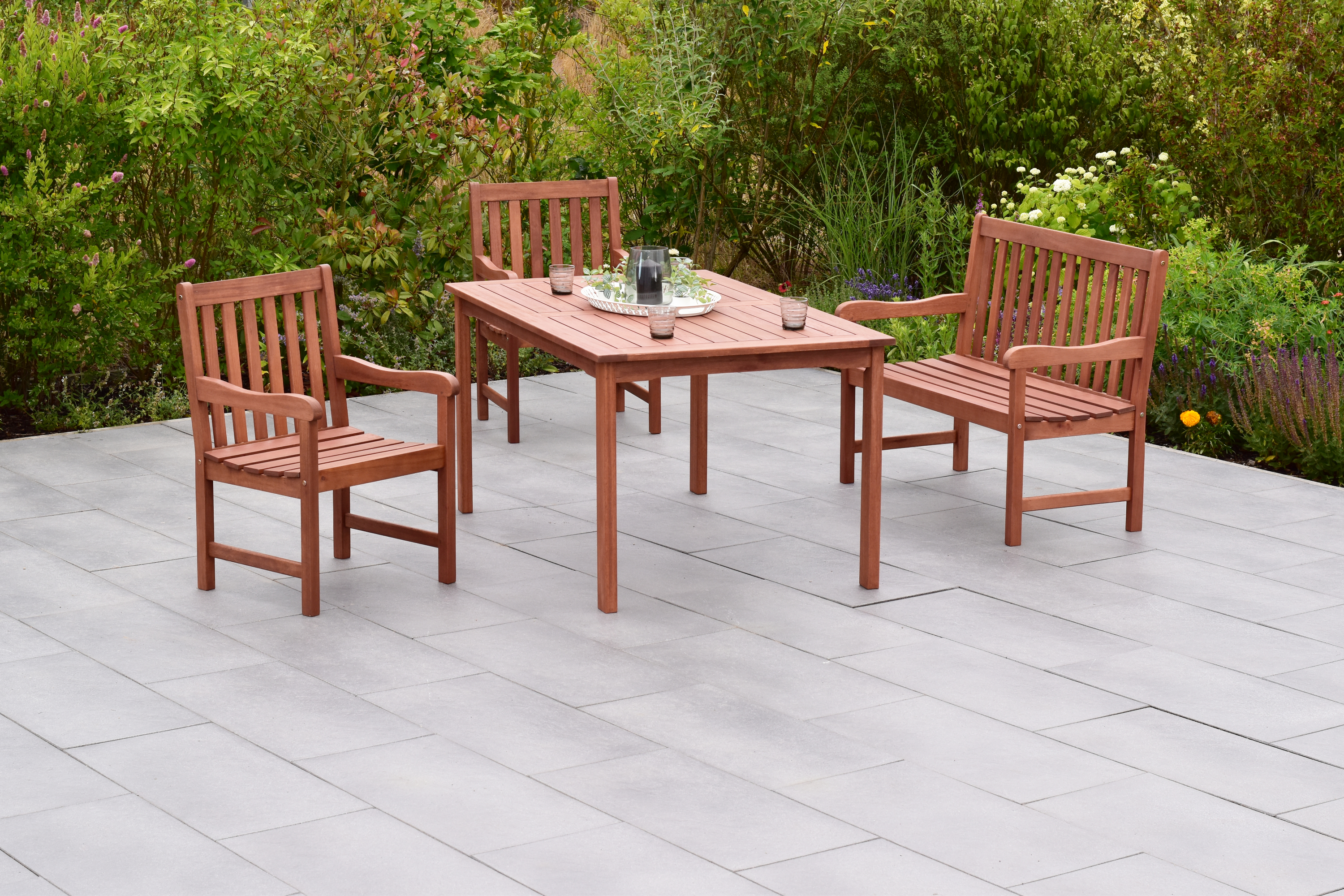 Santos Set 4tlg., 2 Sessel, 1 Bank 2-sitzig, Tisch 150 x 90 cm