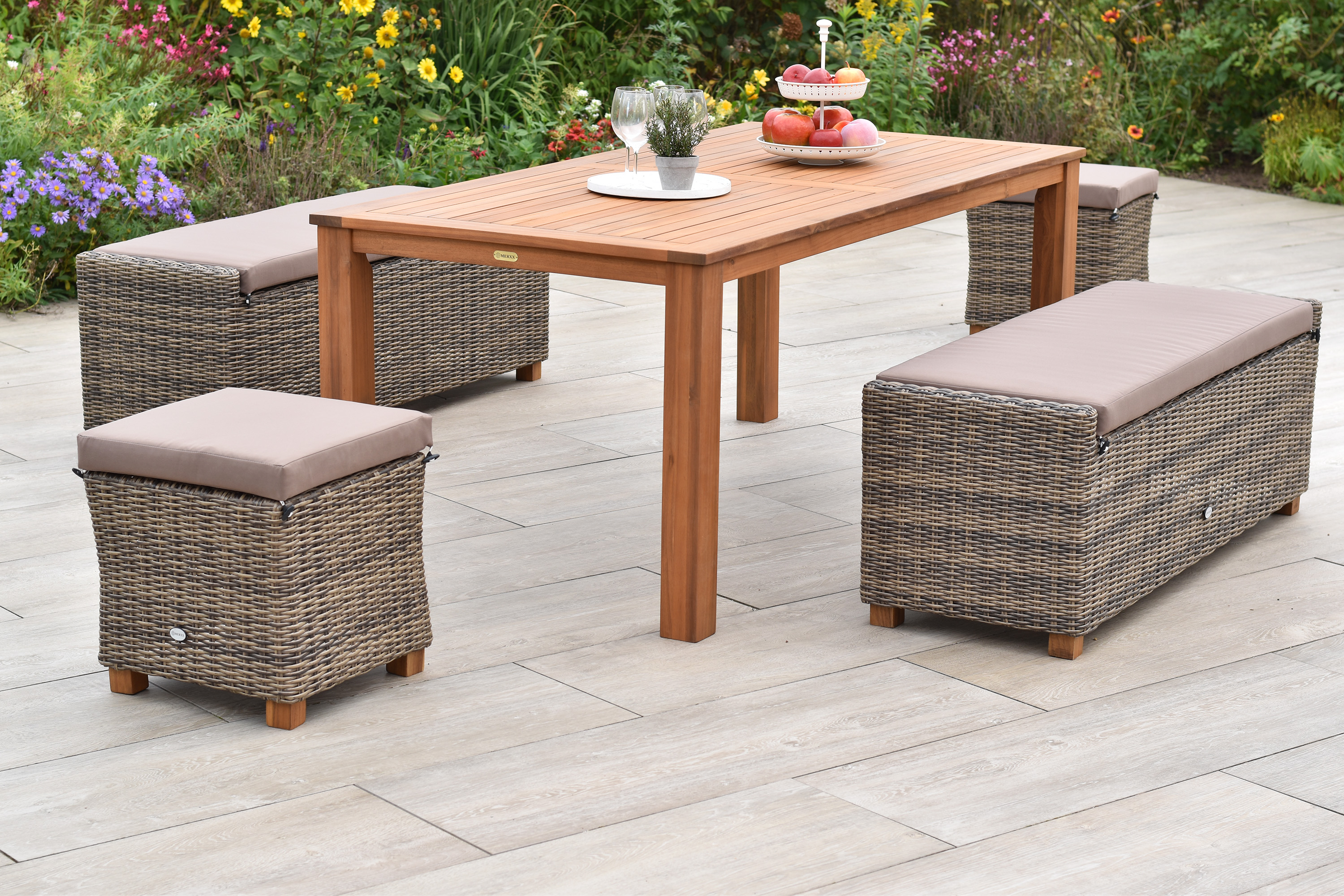 Toskana Set, 9tlg.,Tisch 185 x 90 cm, inkl. Kissen Toskana Set, 9tlg.,Tisch 185 x 90 cm, inkl. Kissen