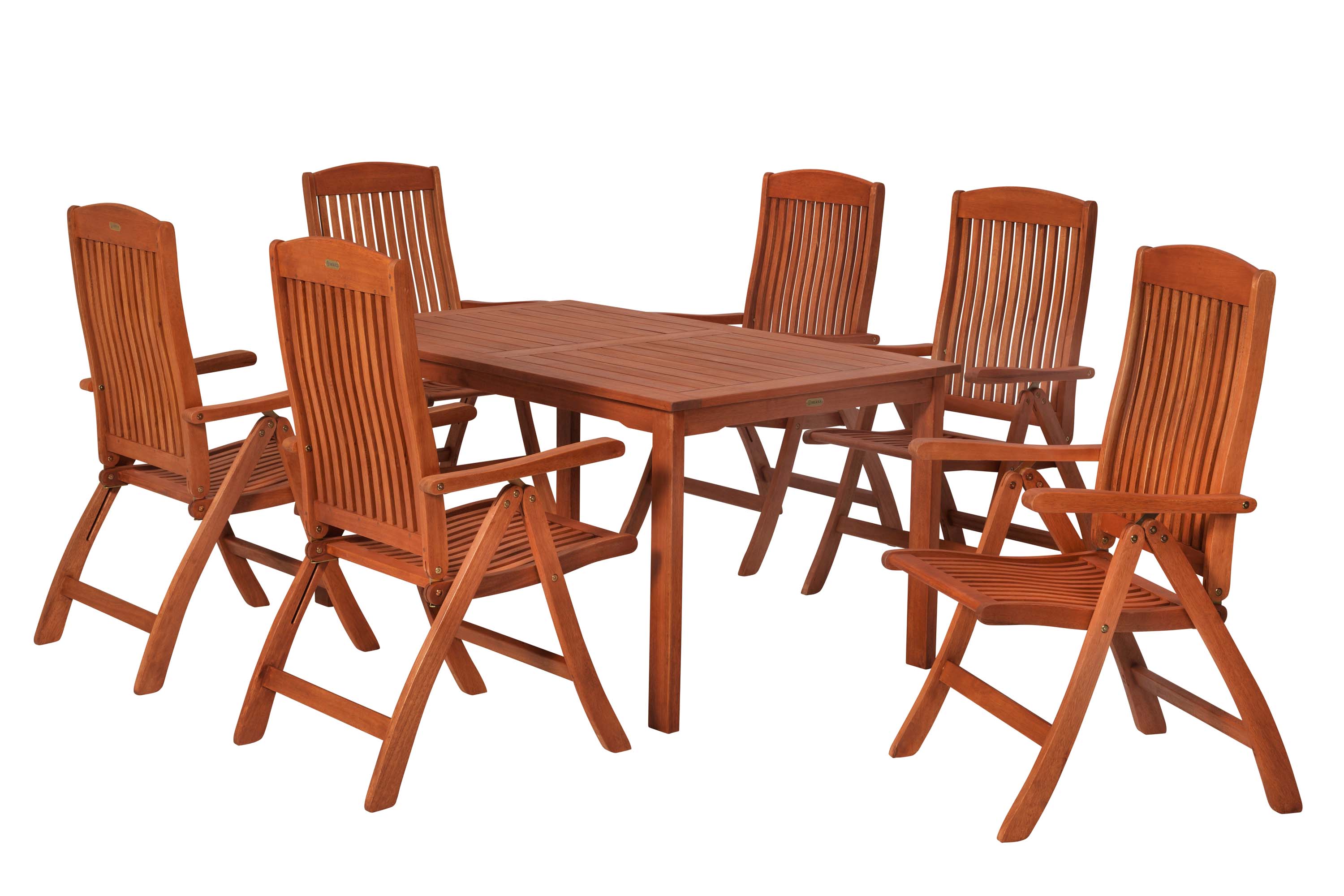 Maracaibo Set 7tlg., 6 Klappsessel, Tisch 150 x 90 cm