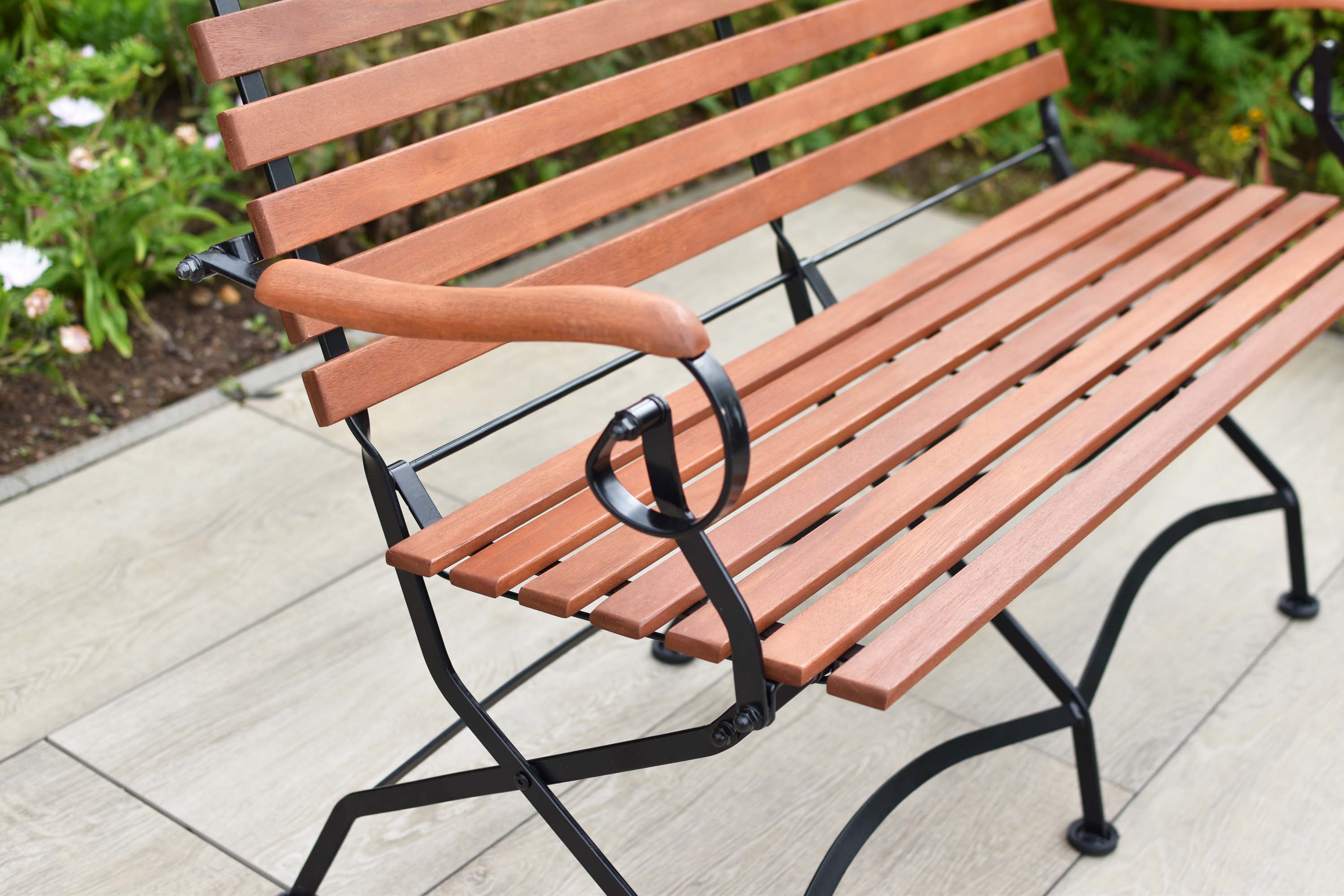 Schlossgarten Set 4tlg., 2 Klappstühle, 1 Bank 2-sitzig, Tisch 120 x 80 cm 