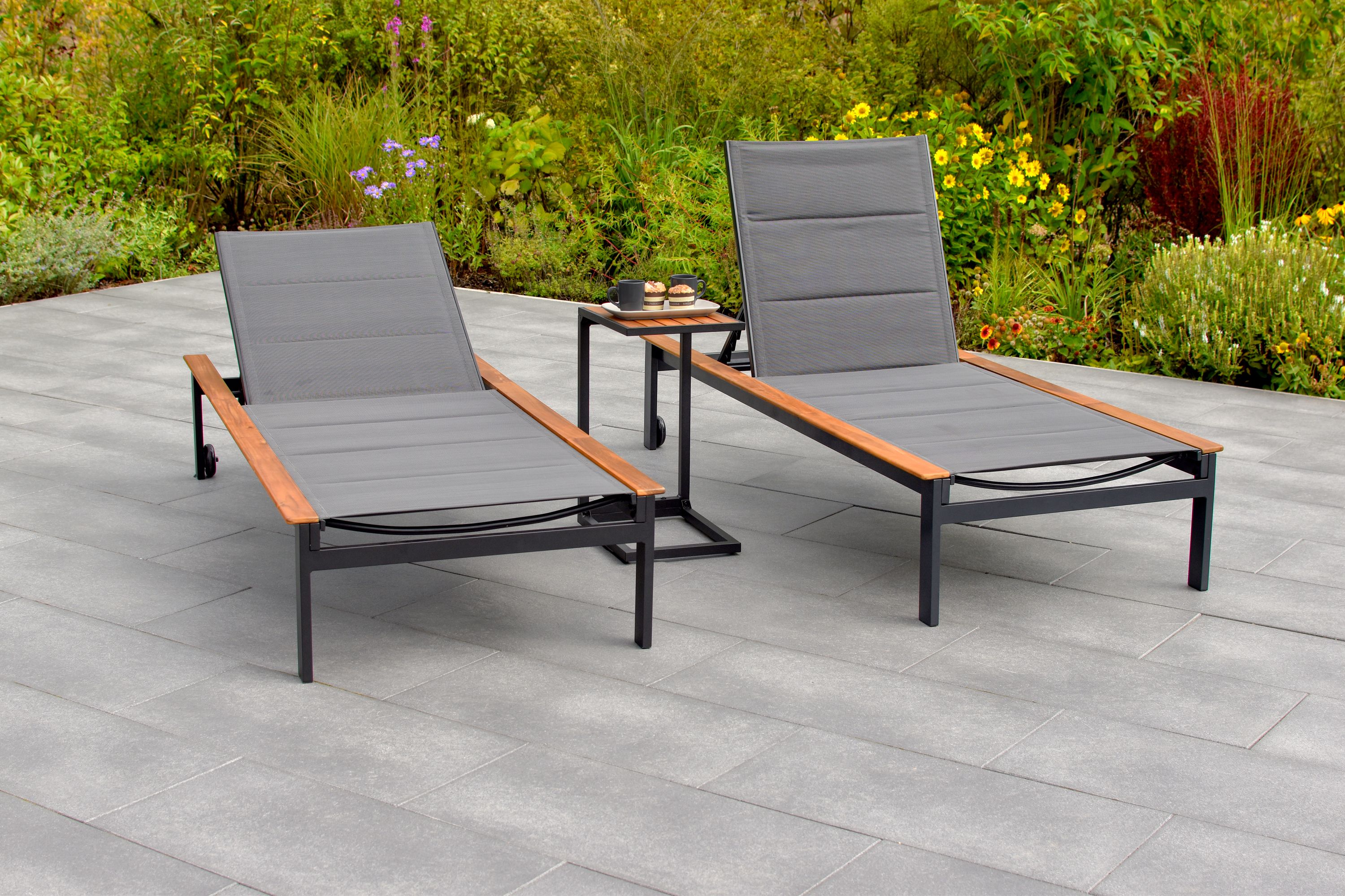 Paxos Set, 3tlg., 2 Liegen, Beistelltisch 61 x 41,5 cm