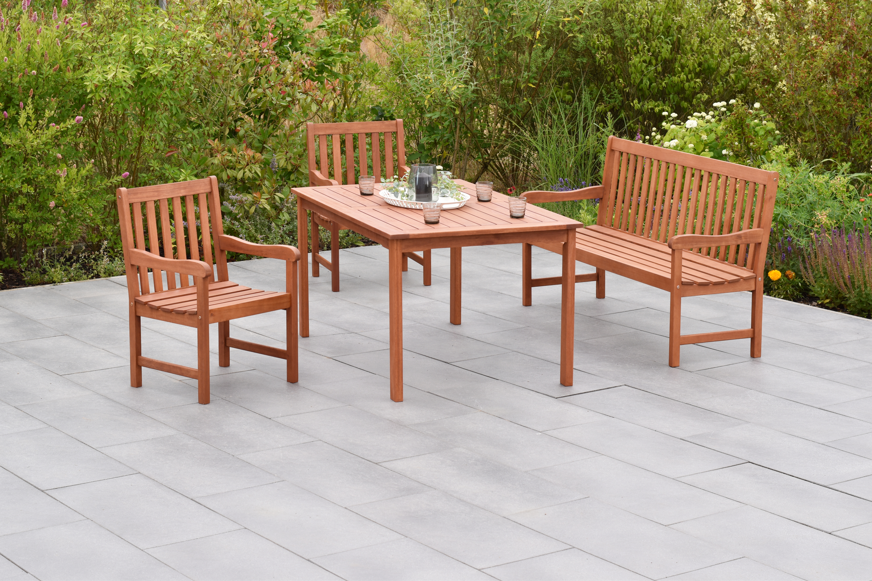 Santos Set 4tlg., 2 Sessel, 1 Bank 3-sitzig, Tisch 150 x 90 cm Santos Set 4tlg., 2 Sessel, 1 Bank 3-sitzig, Tisch 150 x 90 cm