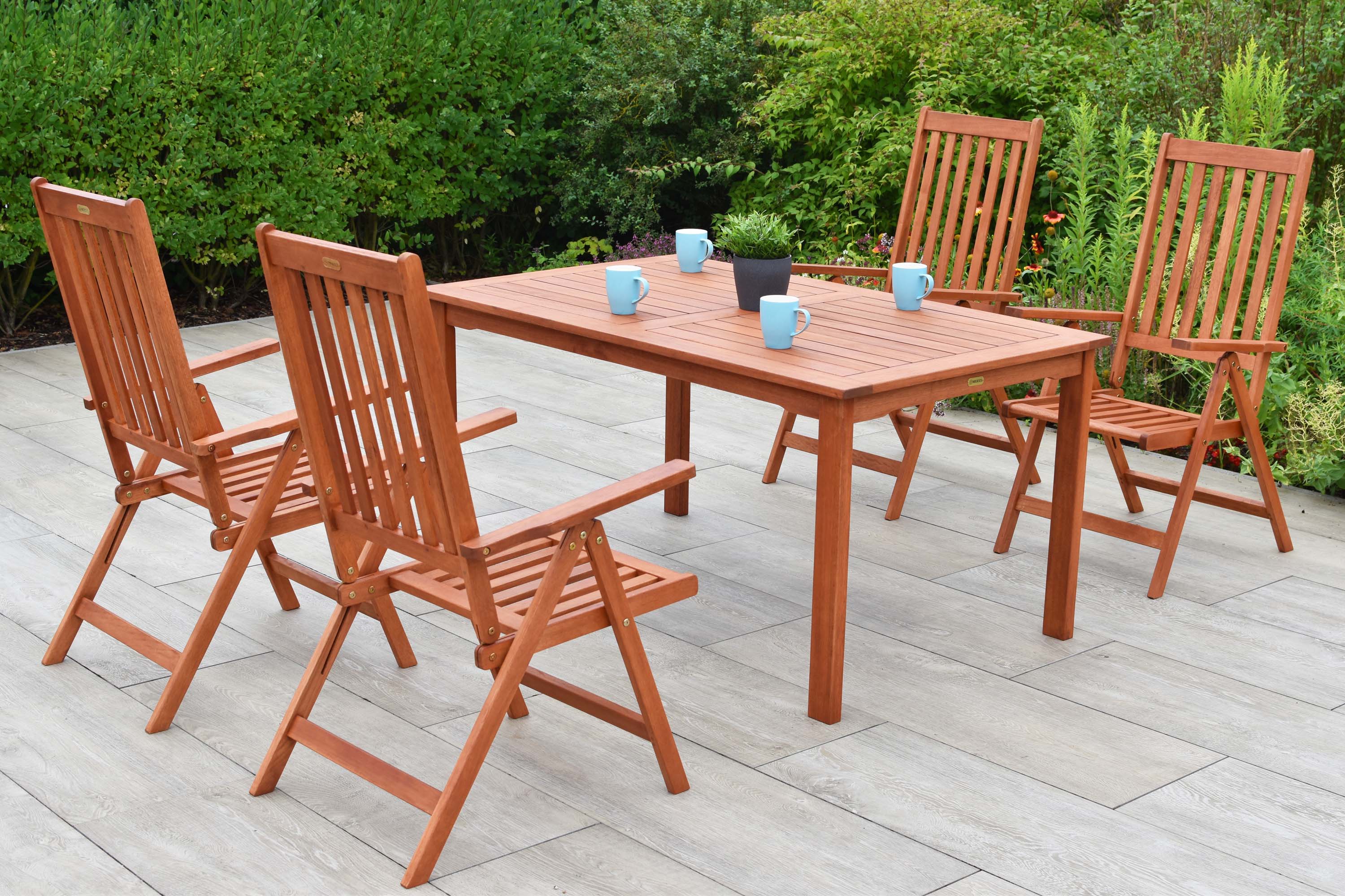 Vitoria Set 5tlg., 4 Klappsessel, Tisch 150 x 90 cm