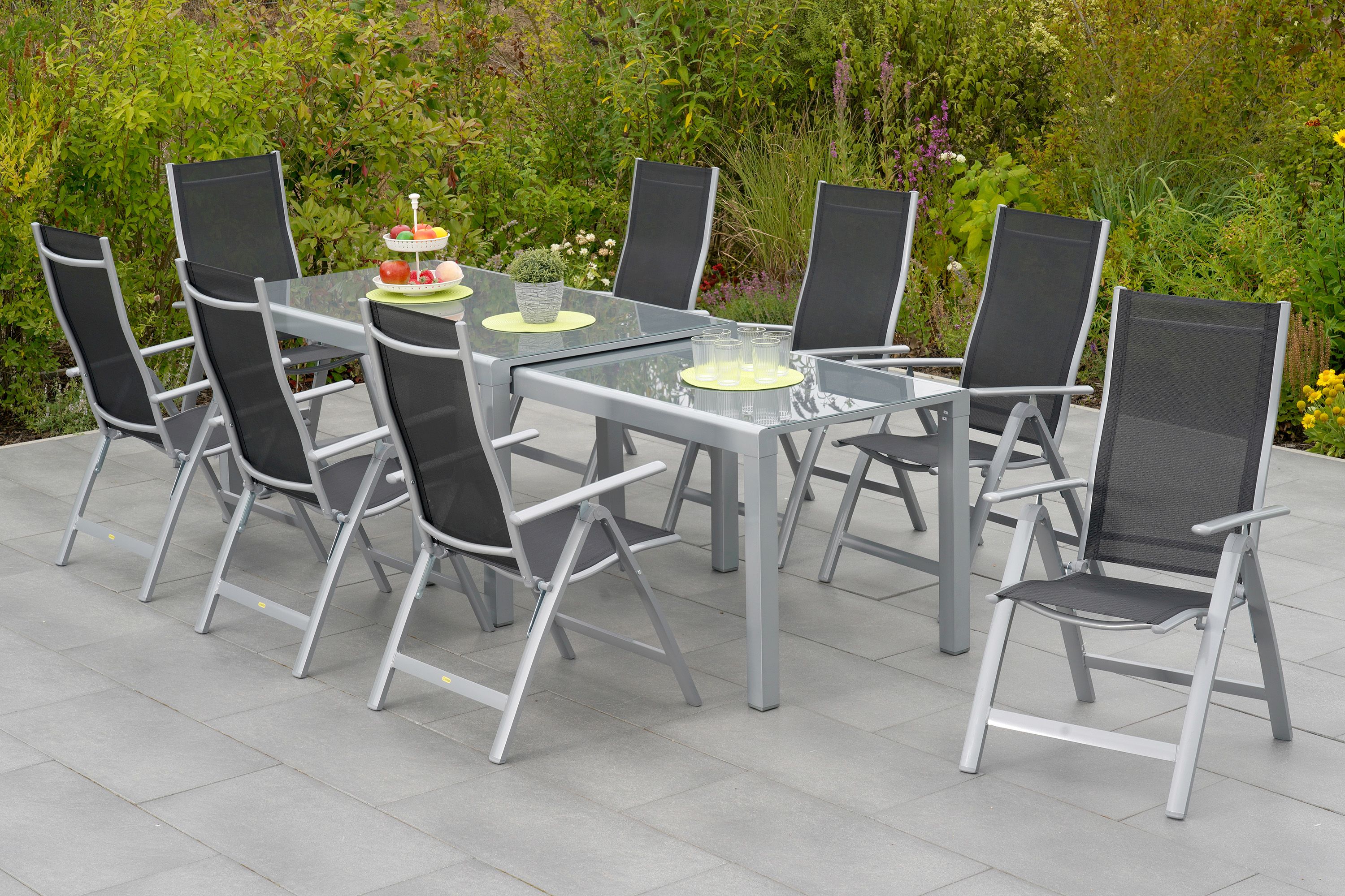 Carrara Set, 9tlg., Ausziehtisch 160/320 x 90/75 cm Carrara Set, 9tlg., Ausziehtisch 160/320 x 90/75 cm