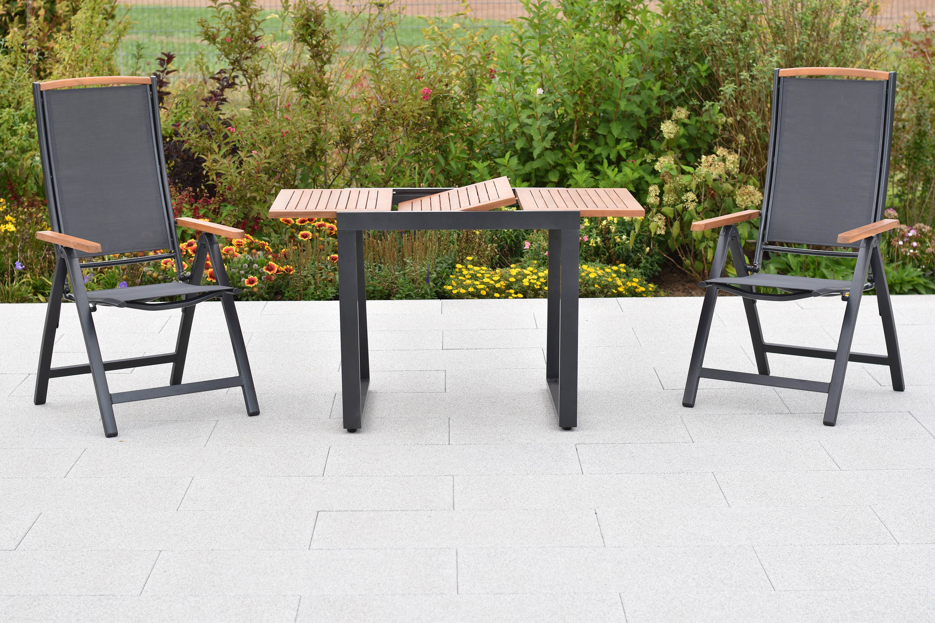 Siena Set, 3tlg., Balkonausziehtisch 80/120 x 70 cm Siena Set, 3tlg., Balkonausziehtisch 80/120 x 70 cm