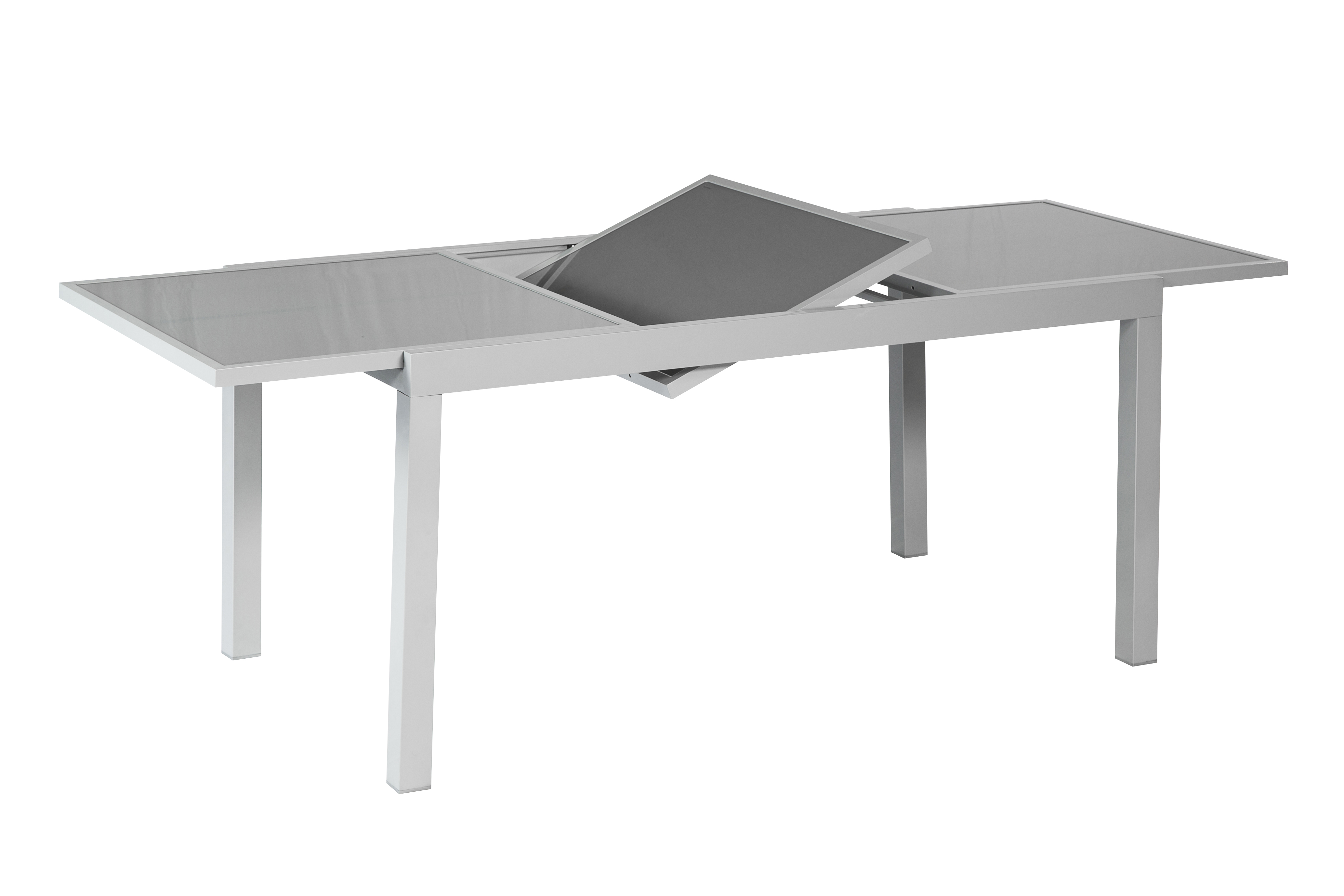 50875-330-5 Amalfi di lusso Set, 5tlg., 4 Stapelsessel, Ausziehtisch 160/220 x 90 cm, diamantbraun