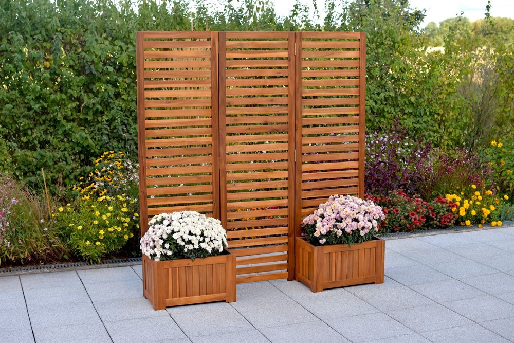 Sichtschutz, flexibel aufstellbar, mit 2 Blumenkästen