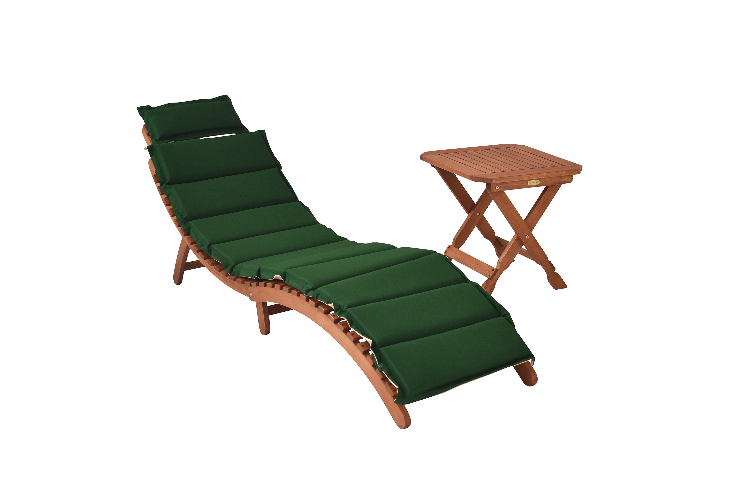 Ipanema Set 2tlg., 1 Liege, Hocker 50 x 50 cm, inkl. Kissen, grün/beige