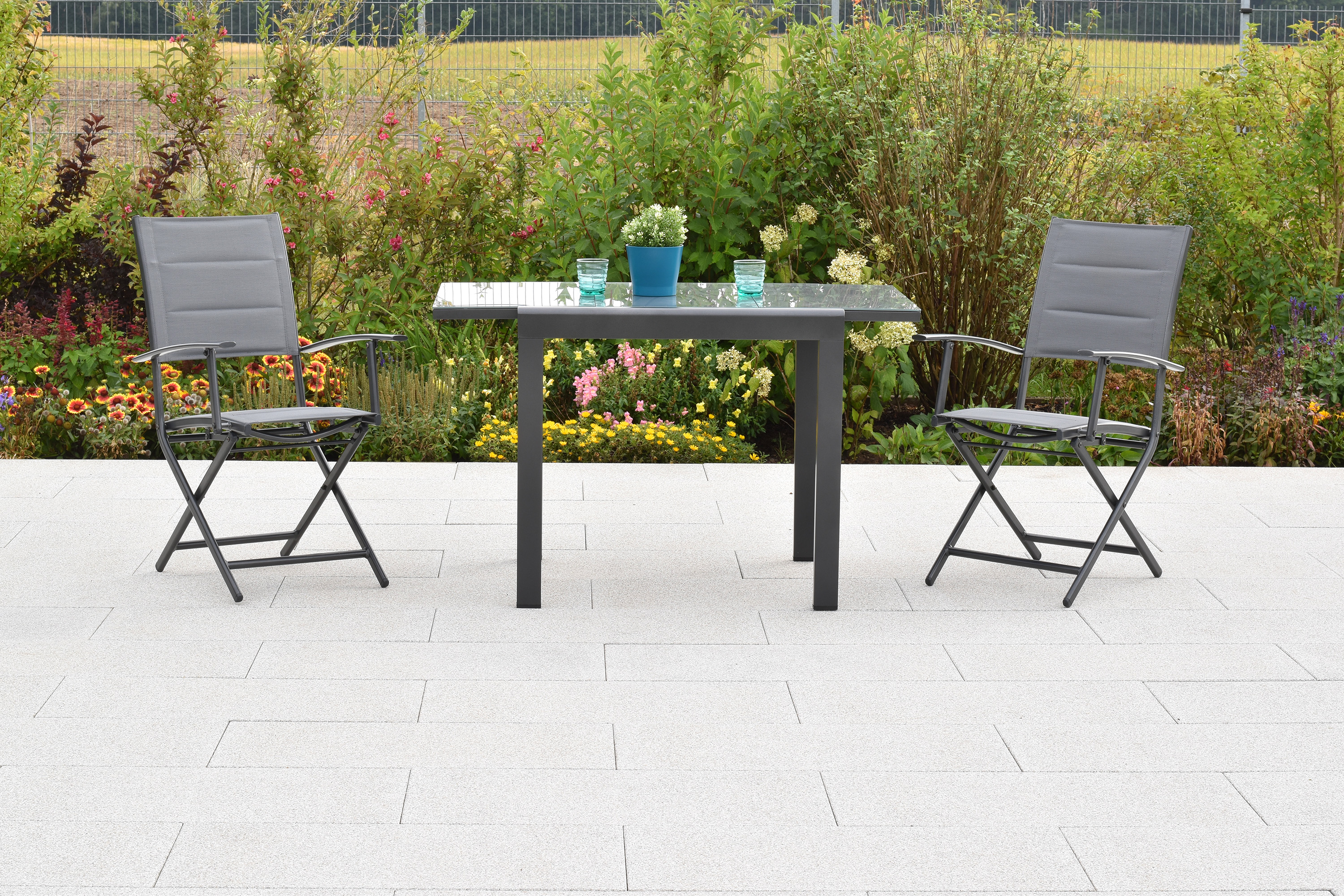 Florenz Set, 3tlg., Balkonausziehtisch 80/120 x70 cm Florenz Set, 3tlg., Balkonausziehtisch 80/120 x70 cm