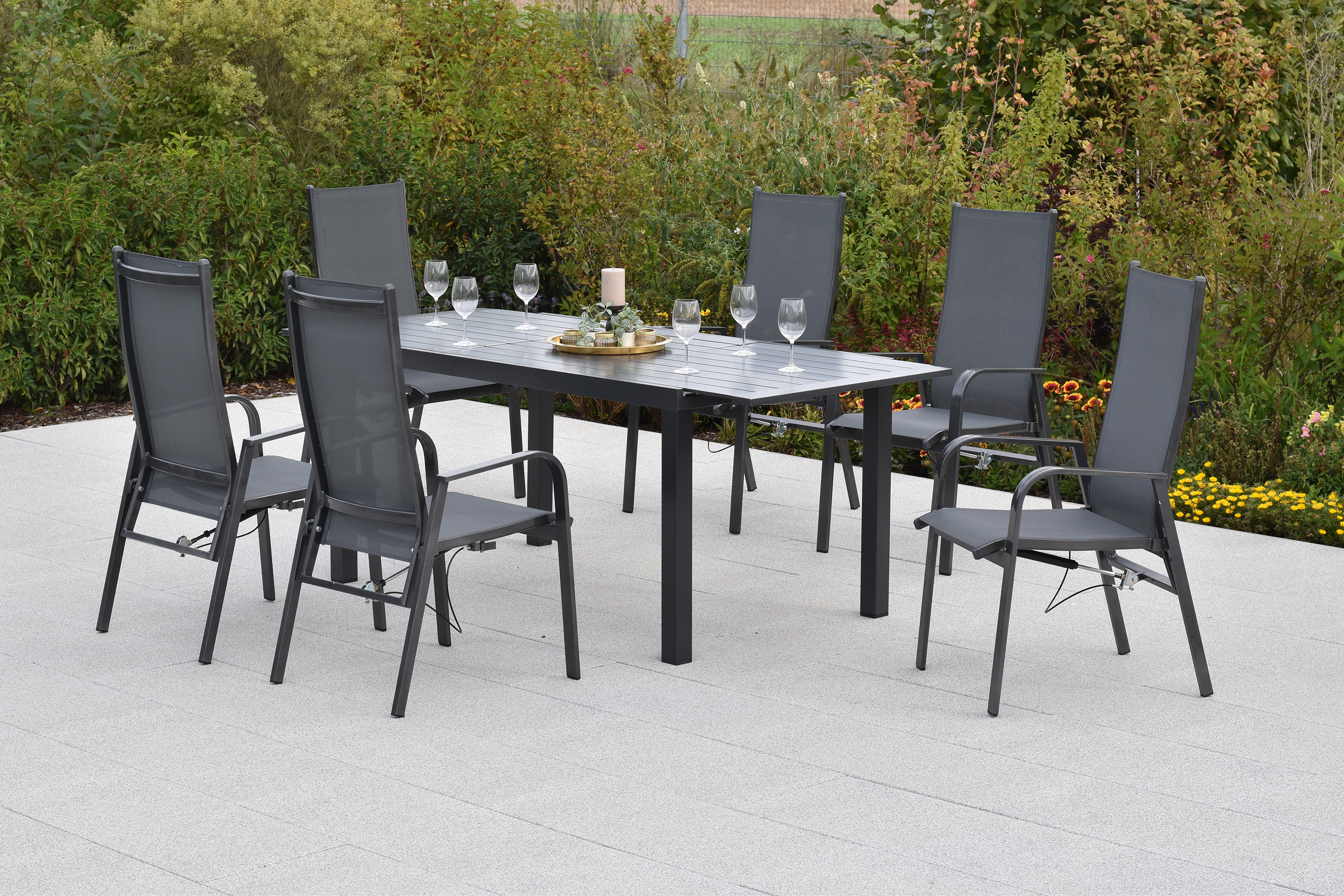 Alassio Set, 7tlg,. Ausziehtisch 150/200 x 90 cm Alassio Set, 7tlg,. Ausziehtisch 150/200 x 90 cm