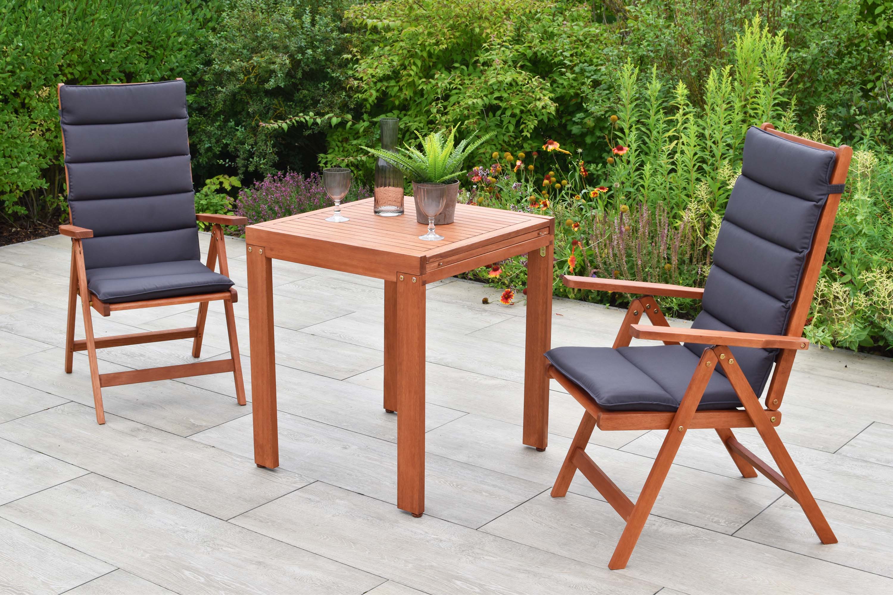 Vitoria Set 5tlg., 2 Klappsessel, Tisch 150 x 90 cm, inkl. Kissen