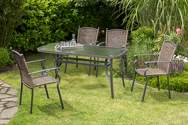 Roma-Set-5tlg-schoko-4x-28190-210-28197-210-NB Roma Set, 5tlg. Tisch 150 x 80 cm, graphit/schoko
