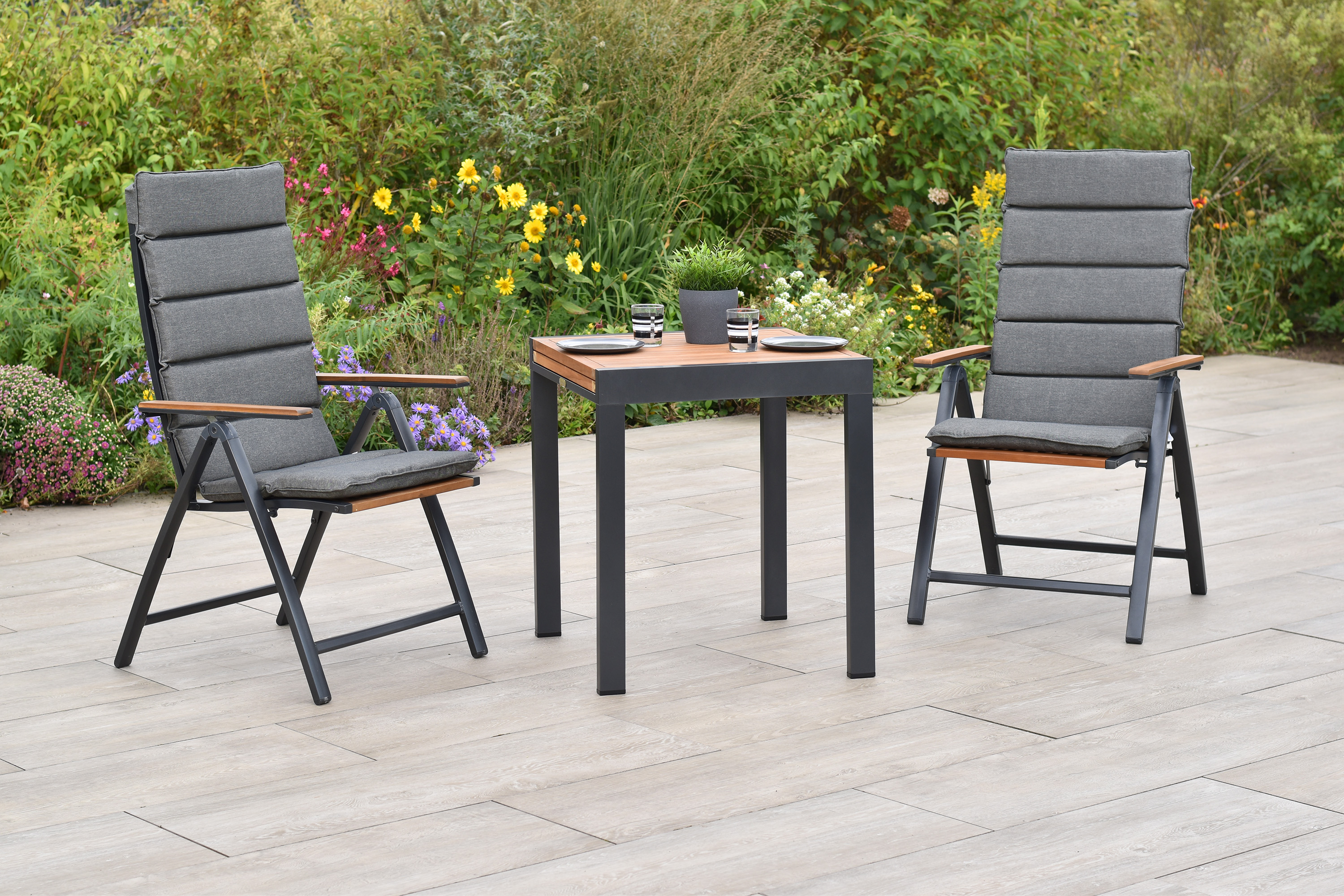 Athos Set, 5tlg., Balkonausziehtisch 65 x 65/130 x 75, inkl. Kissen Athos Set, 5tlg., Balkonausziehtisch 65 x 65/130 x 75, inkl. Kissen