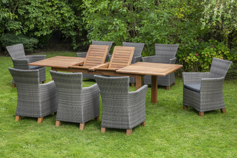 4033662901473-2 Toskana Set 17tlg.Doppelausziehtisch 180/260 x 100 cm