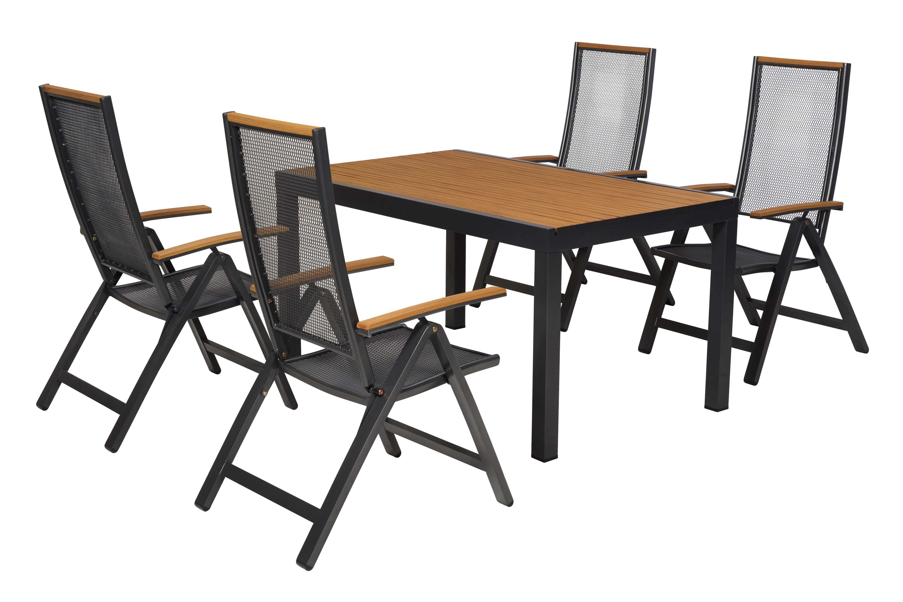 Itanos Set 5tlg., 4 Klappsessel, Tisch 150 x 90cm