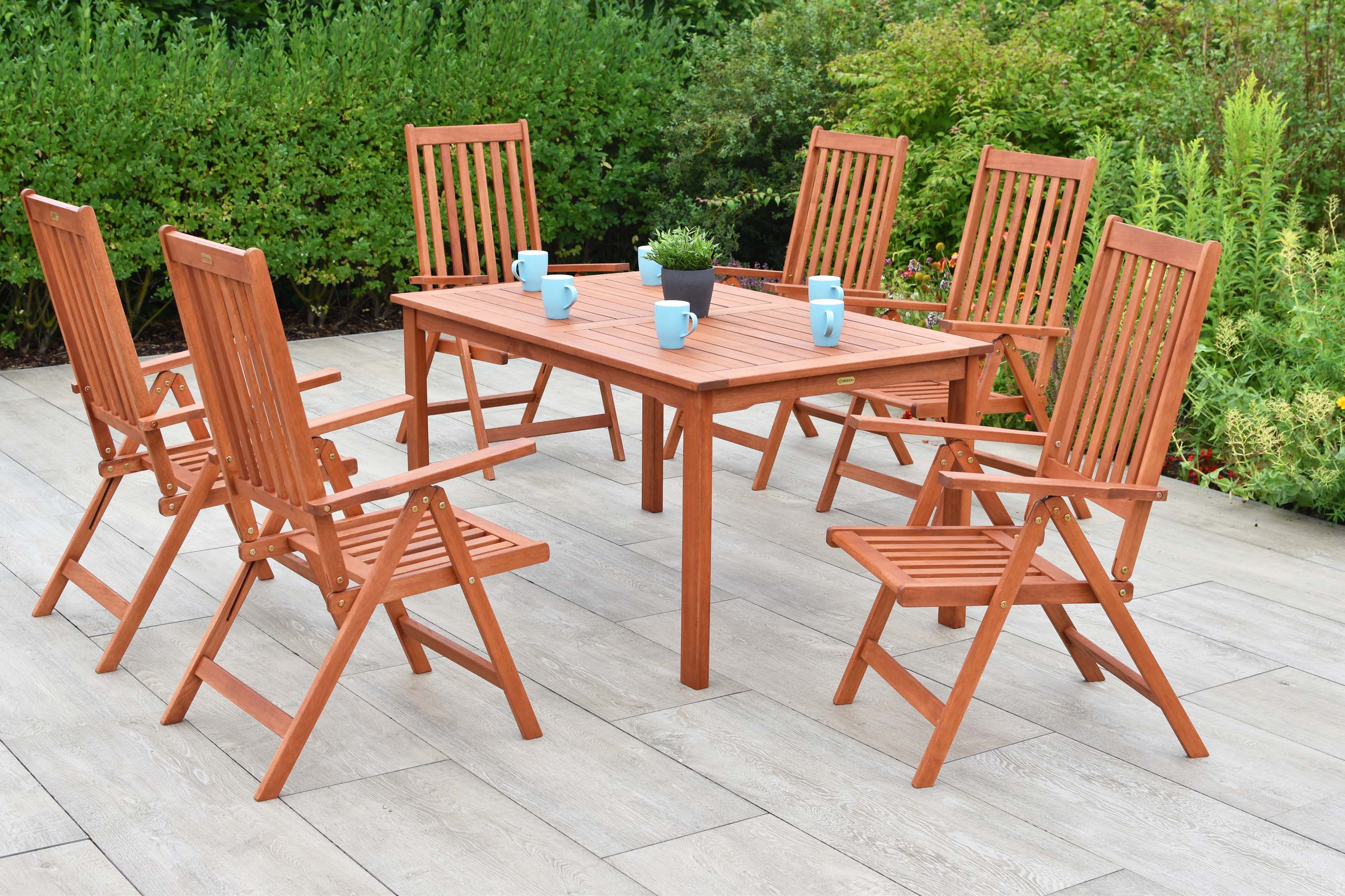 Vitoria Set 7tlg., 6 Klappsessel, Tisch 150 x 90 cm