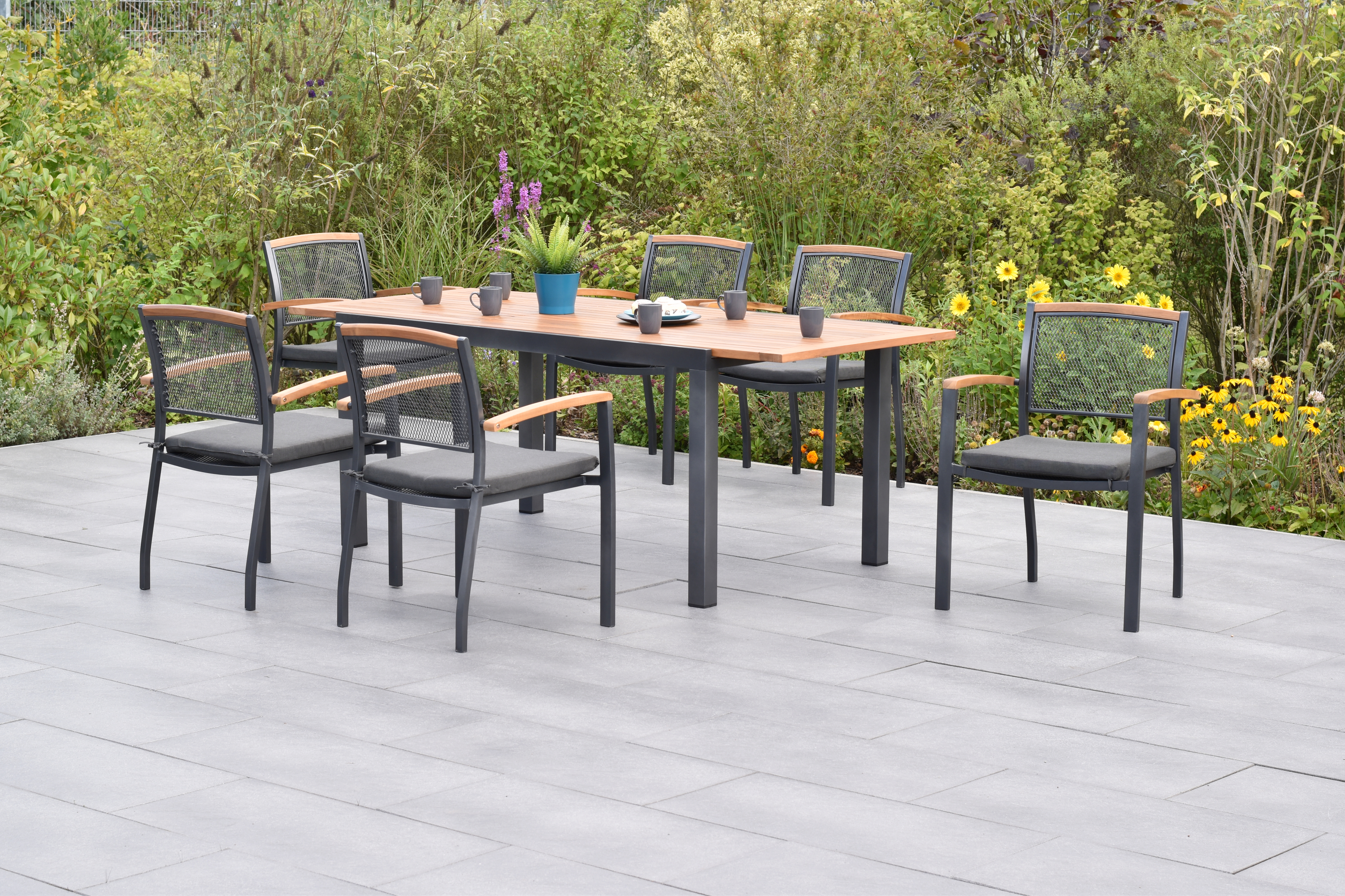 50793-800-2 Tilos Set, 13tlg., Ausziehtisch 150/200 x 90 cm, inkl. Kissen